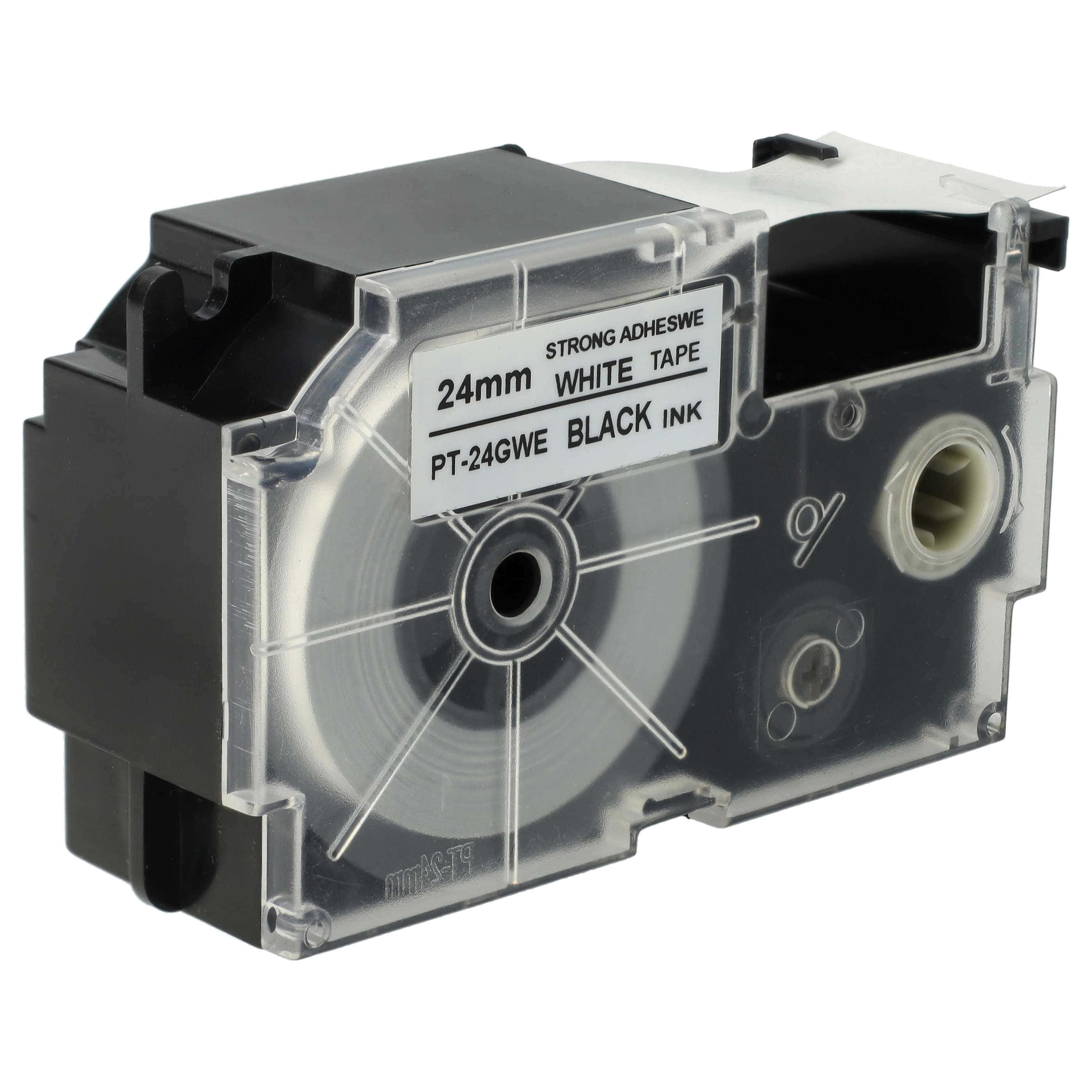 Label Tape replaces Casio XR-24GWE - 24 mm Black to White