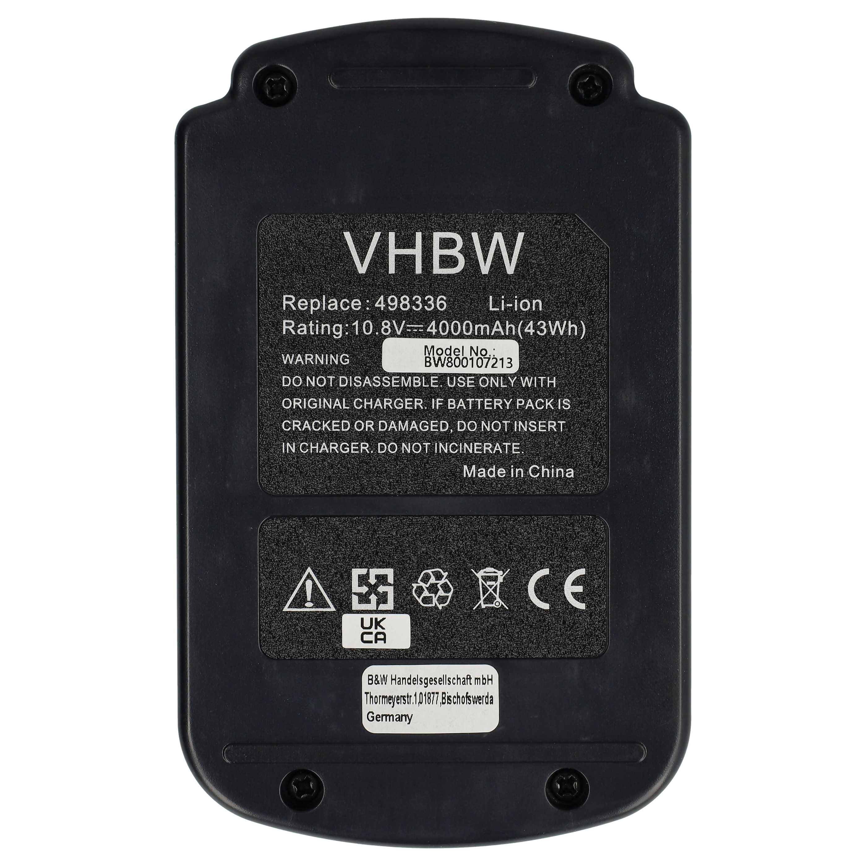 Battery replaces Festo Festool BPS12 LI, 495479, 494831 Electric Power Tool - 4000 mAh, 10.8 V, Li-Ion