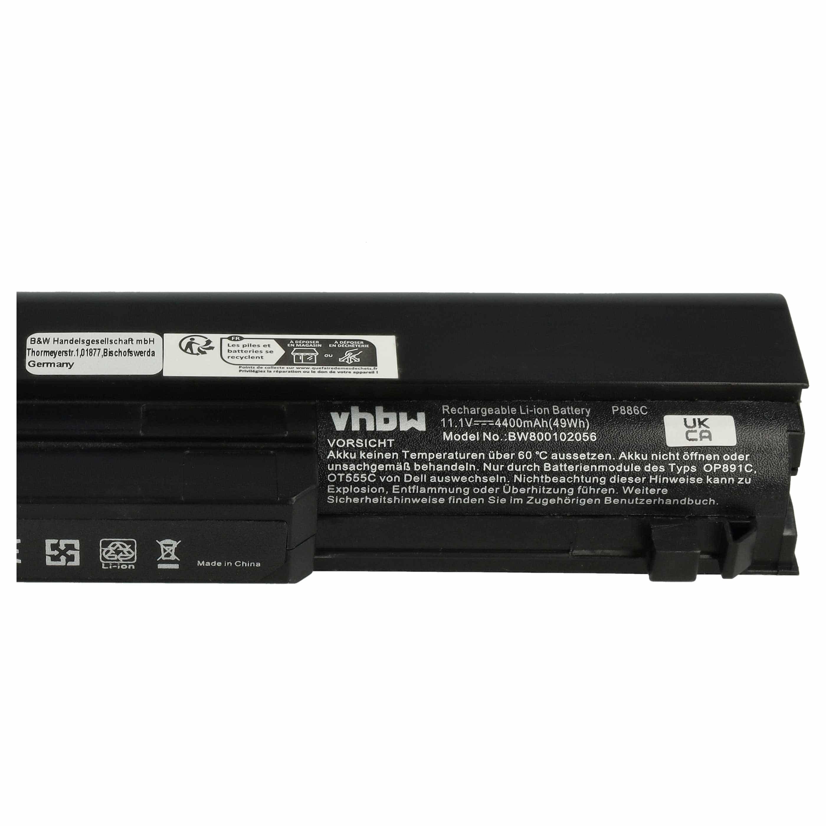 Akumulator do laptopa zamiennik Dell P891C, T555C, 312-0774, P866C, 312-0773 - 4400 mAh 11,1 V Li-Ion, czarny