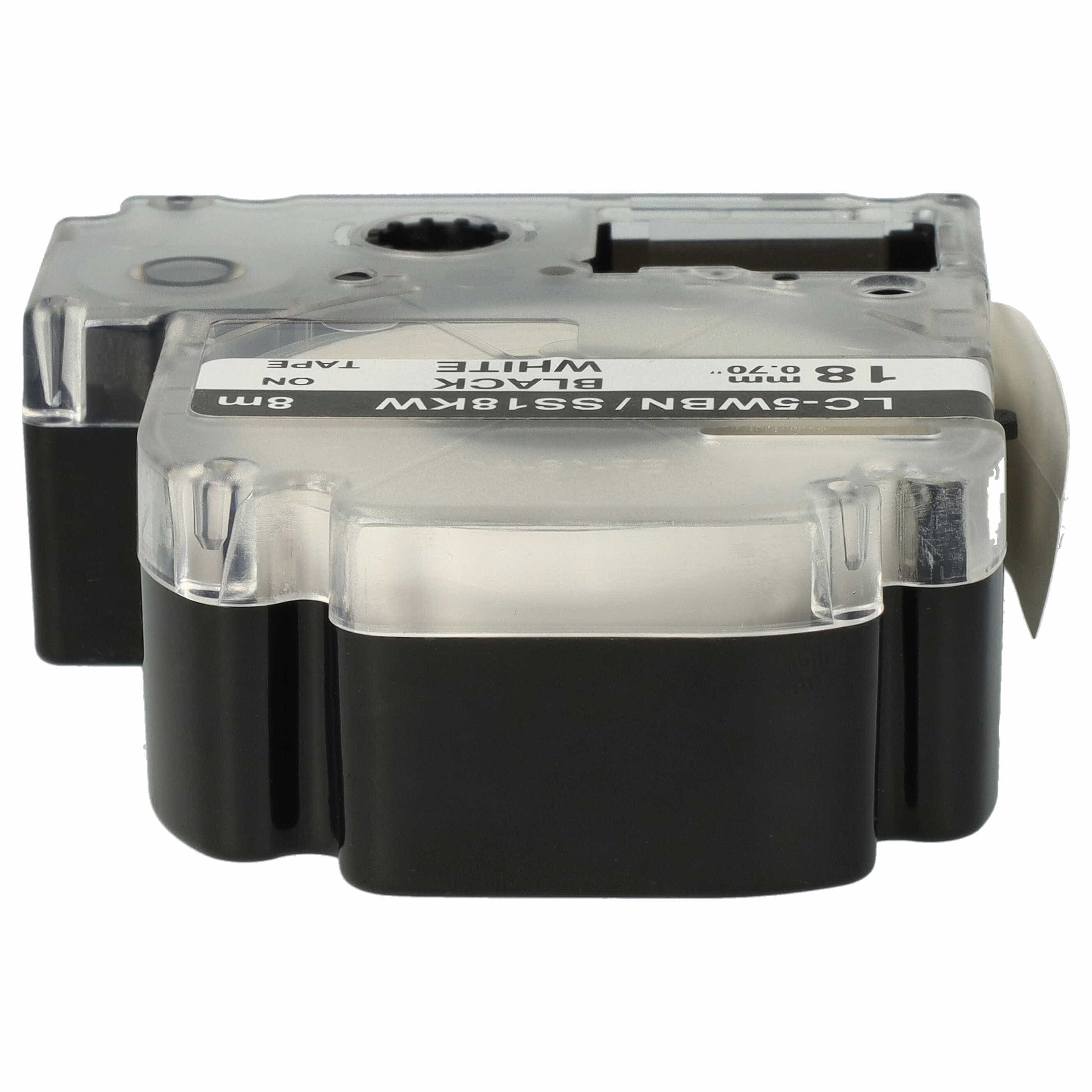 5x Cassetta nastro sostituisce Epson SS18KW, LC-5WBN per etichettatrice Epson 18mm nero su bianco