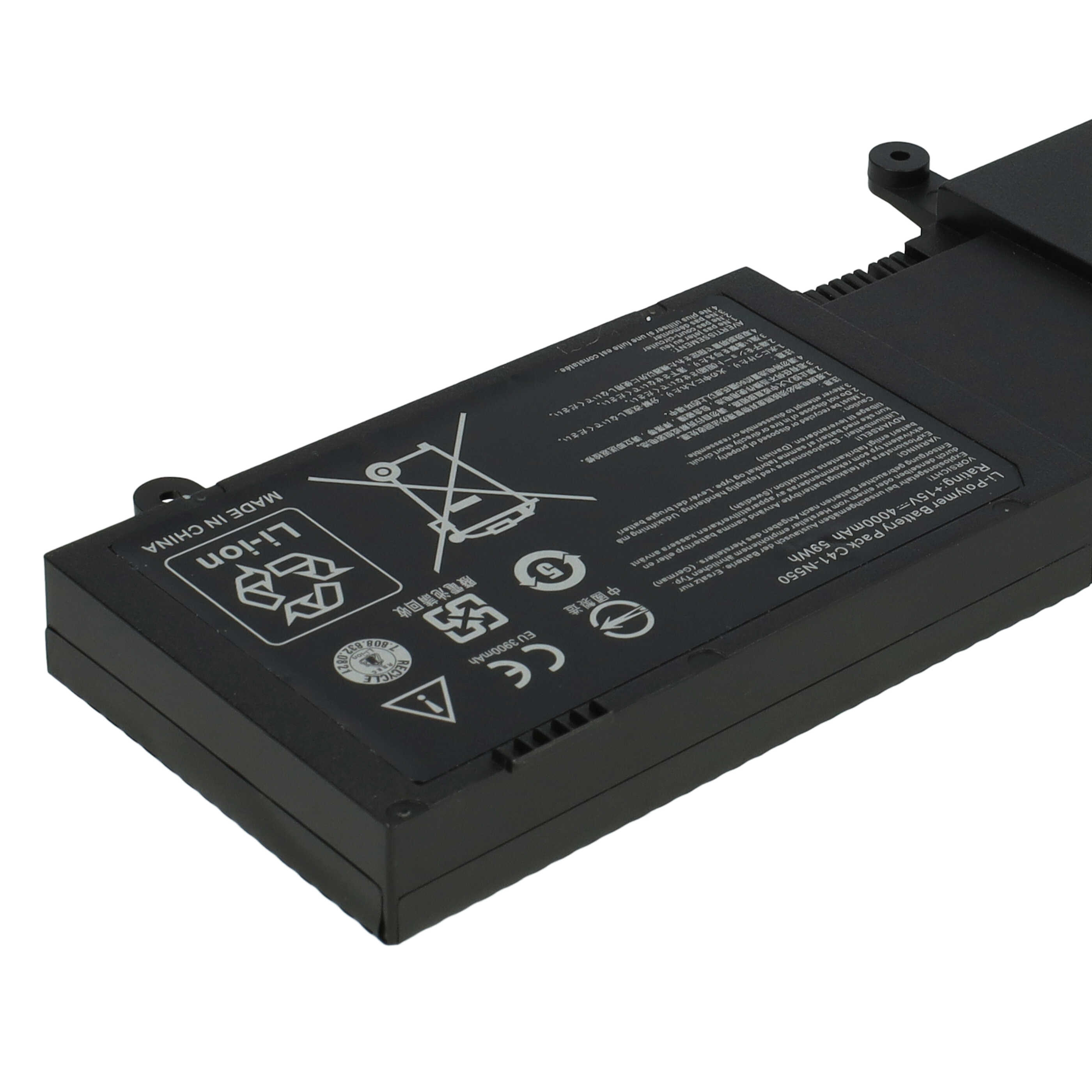 Notebook Battery Replacement for Asus 0B200-00390000, C41-N550, 0B200-00390100 - 4000mAh 15V Li-polymer, black