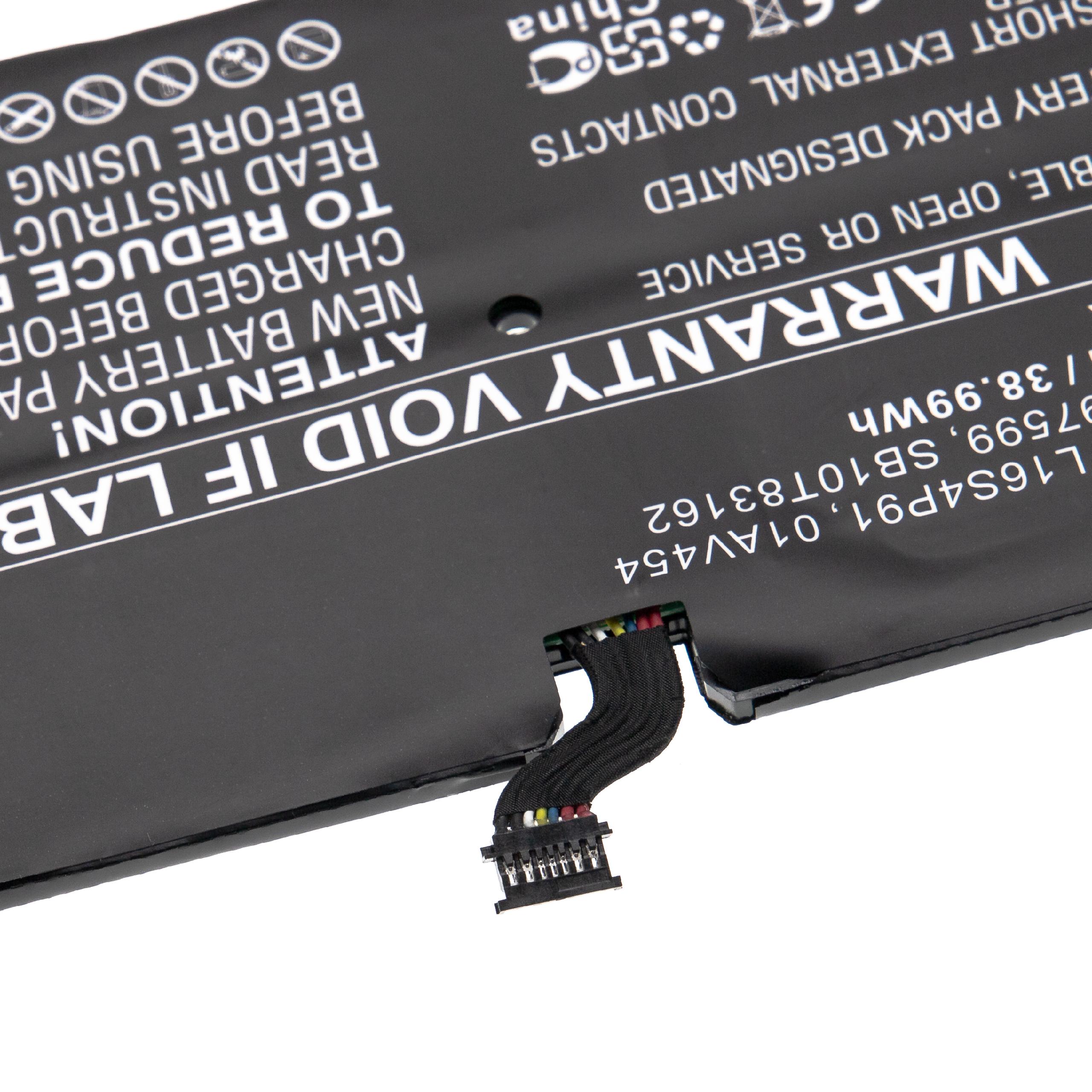 Batterie remplace Lenovo L16M4P91, 01AV454, 5B10W13919, L16L4P91 pour tablette - 5050mAh 7,72V Li-polymère