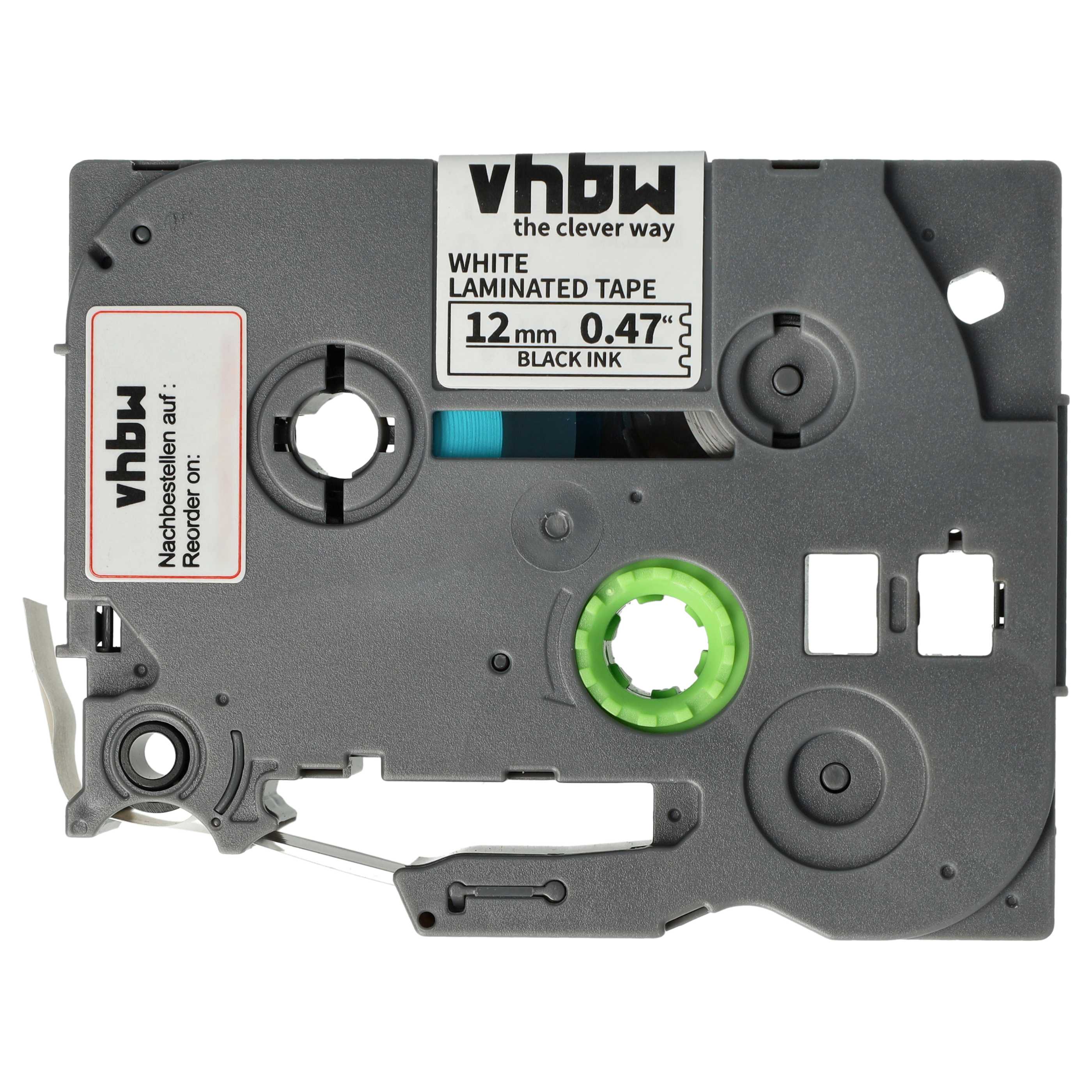 2x Label Tape replaces Brother TZE-231S - 12 mm Black to White