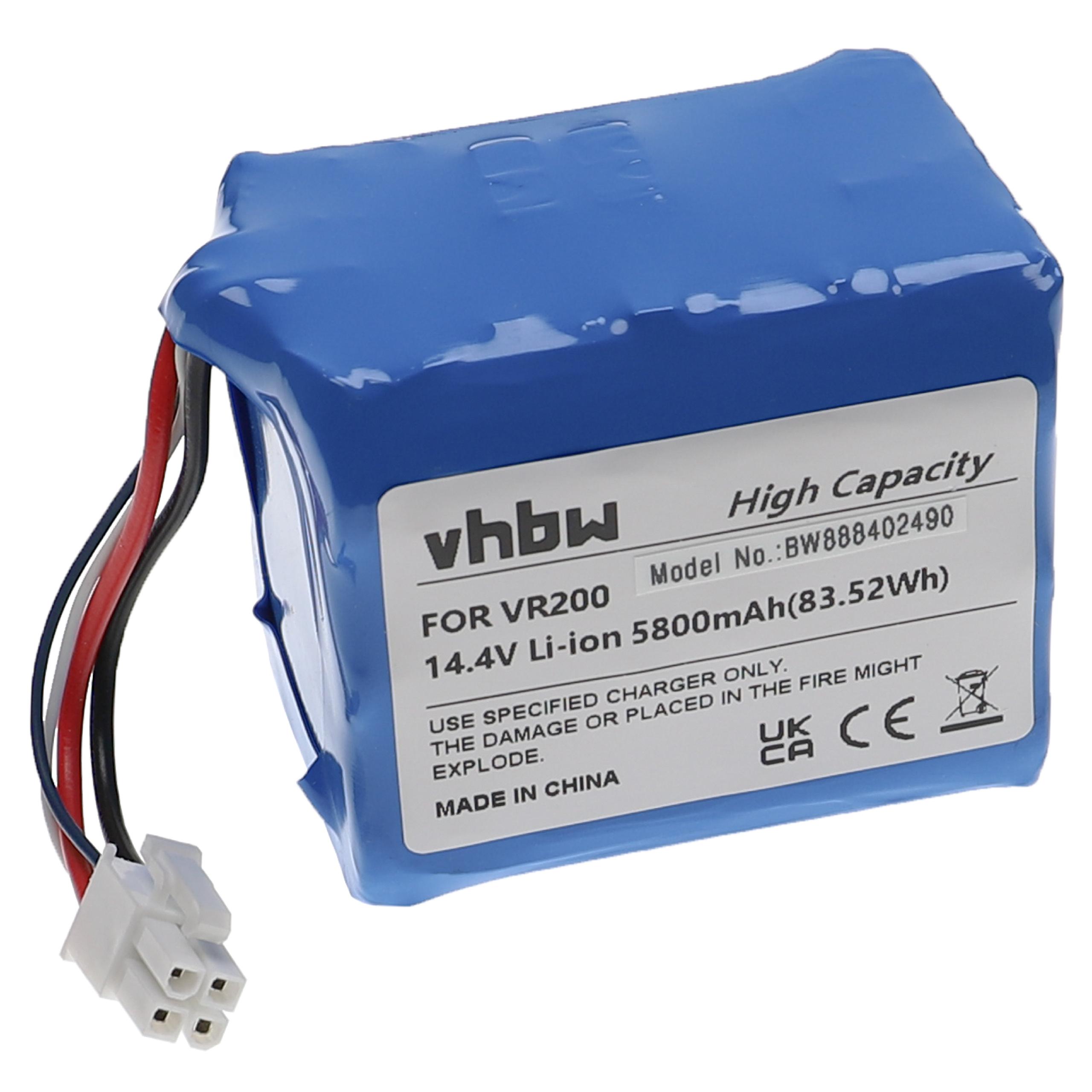 Batterie remplace Vorwerk 20884-1, 4NCR18650P2-C001A pour robot aspirateur - 5800mAh 14,4V Li-ion