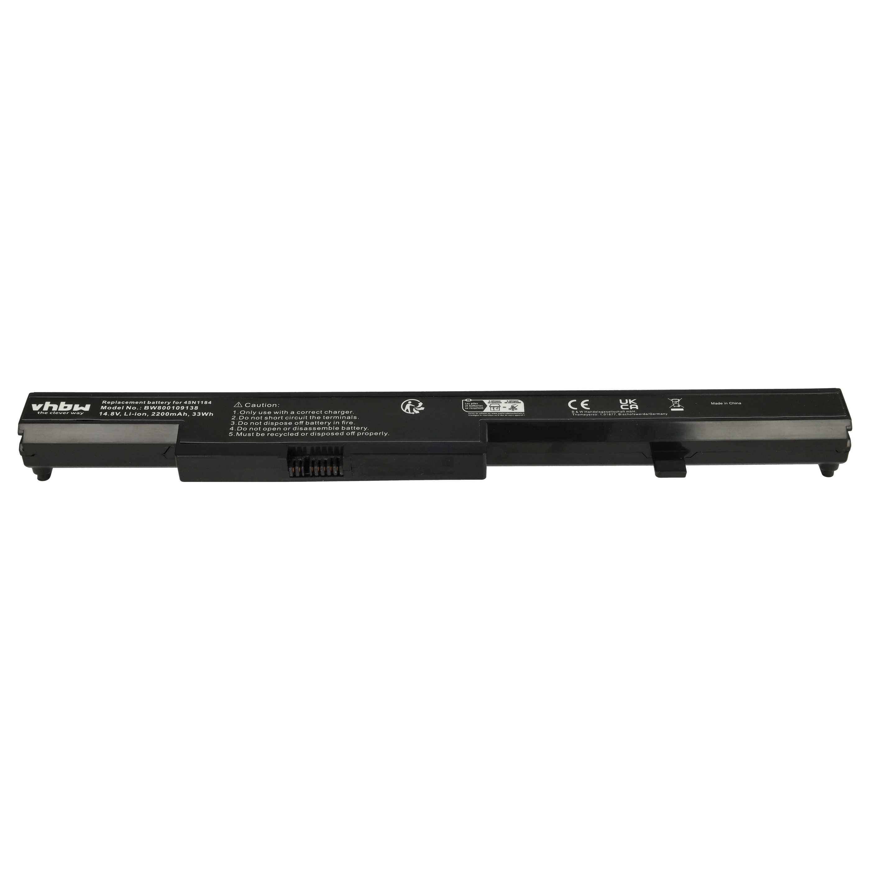 Akumulator do laptopa zamiennik Lenovo 45N1184, 45N1185, 45N1182, 45N1183 - 2200 mAh 14,8 V Li-Ion, czarny