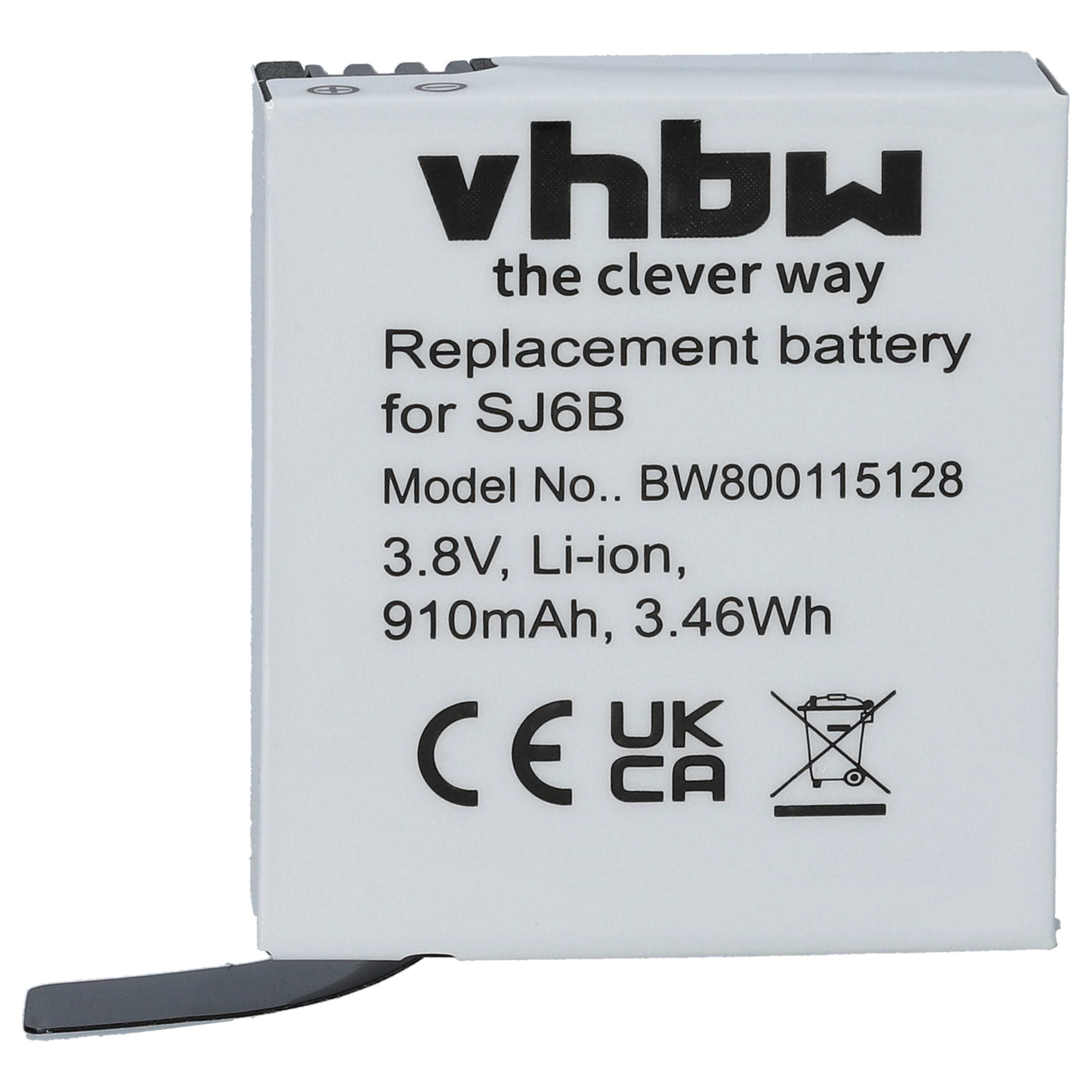 Videocamera 2x Battery replaces SJCam SJ6B - 910 mAh 3.8 V Li-Ion