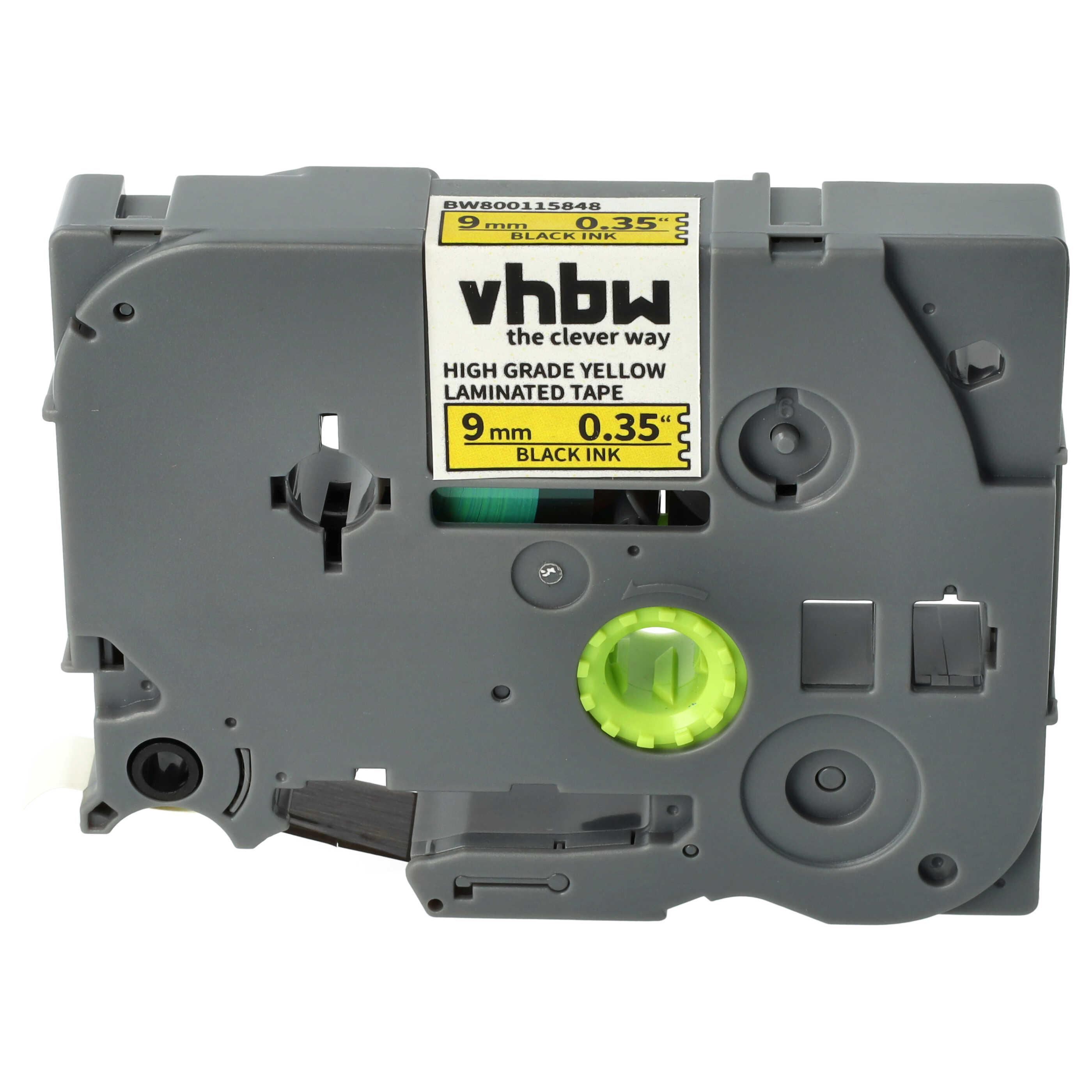 Label Tape as Replacement for Brother HGE-621 - 9 mm Black to Yellow