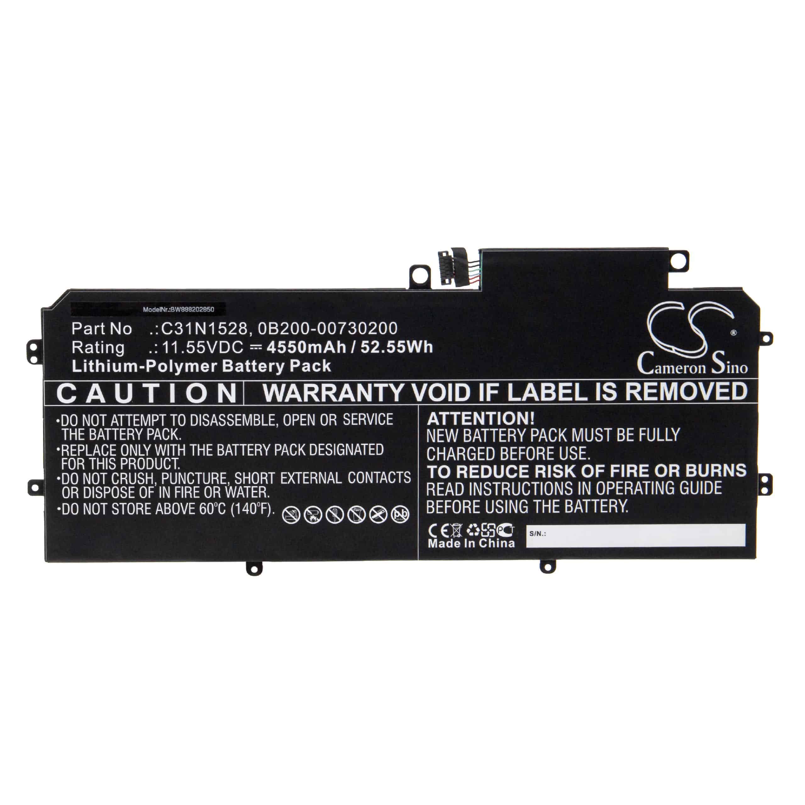 Notebook Battery Replacement for Asus 0B200-00730200, C31N1528 - 4550mAh 11.55V Li-polymer