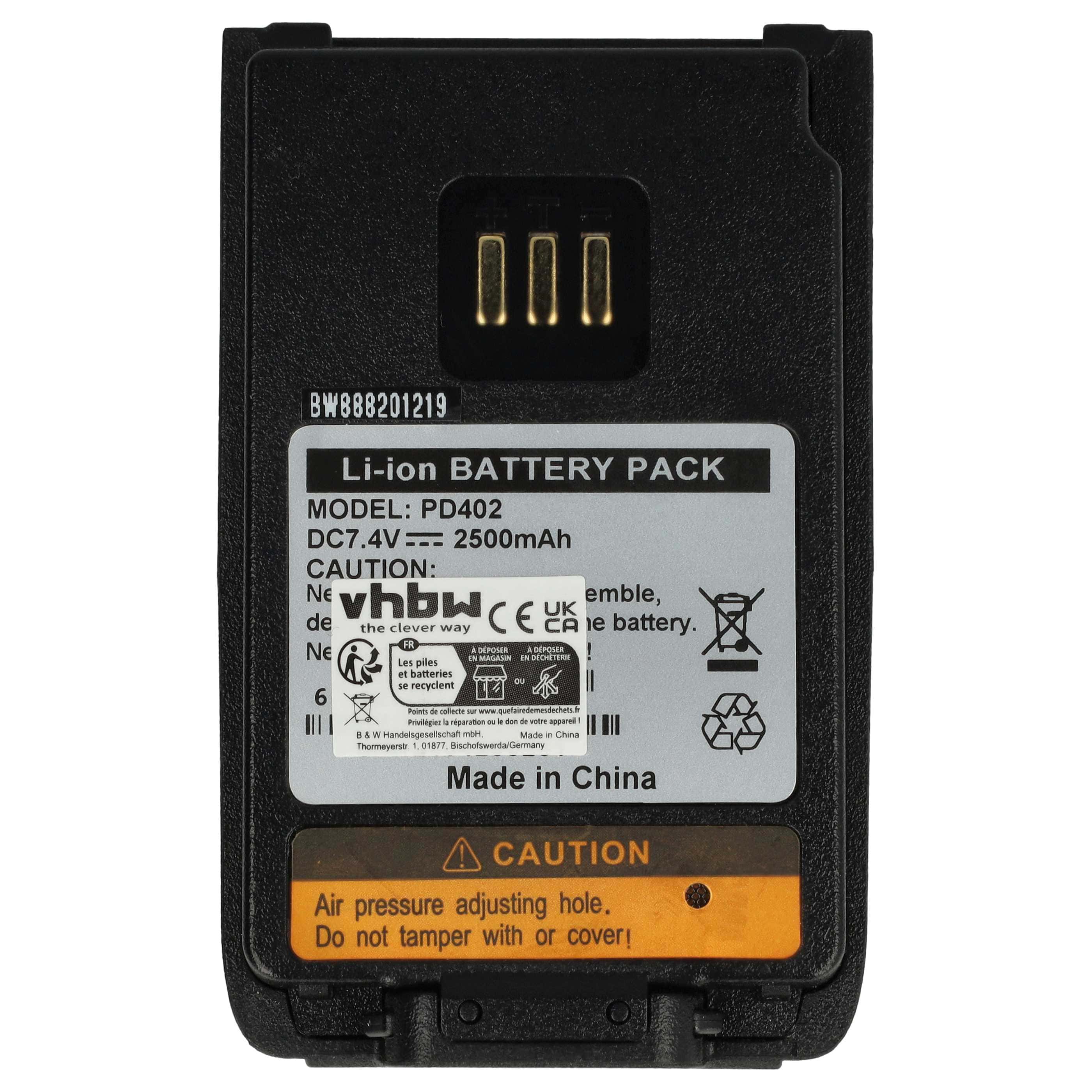 Radio Battery replaces Hytera BL1502, BL2010, BL1504, BL2020-EX, BL2020 - 2500 mAh 7.2 V Li-Ion