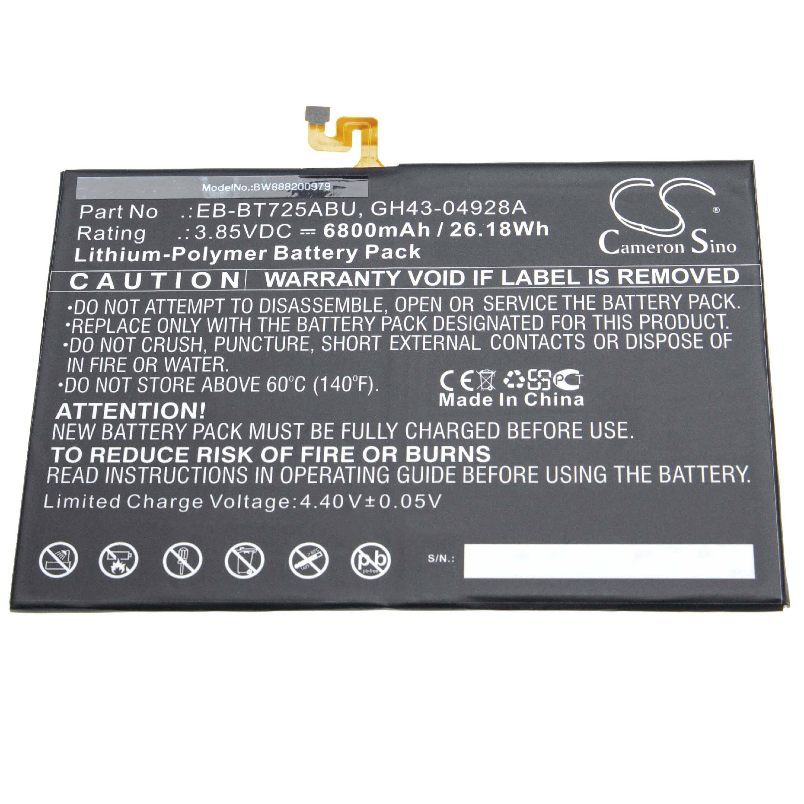 Batería reemplaza Samsung EB-BT725ABU, GH43-04928A para tablet, Pad Samsung - 6800 mAh 3,85 V Li-poli