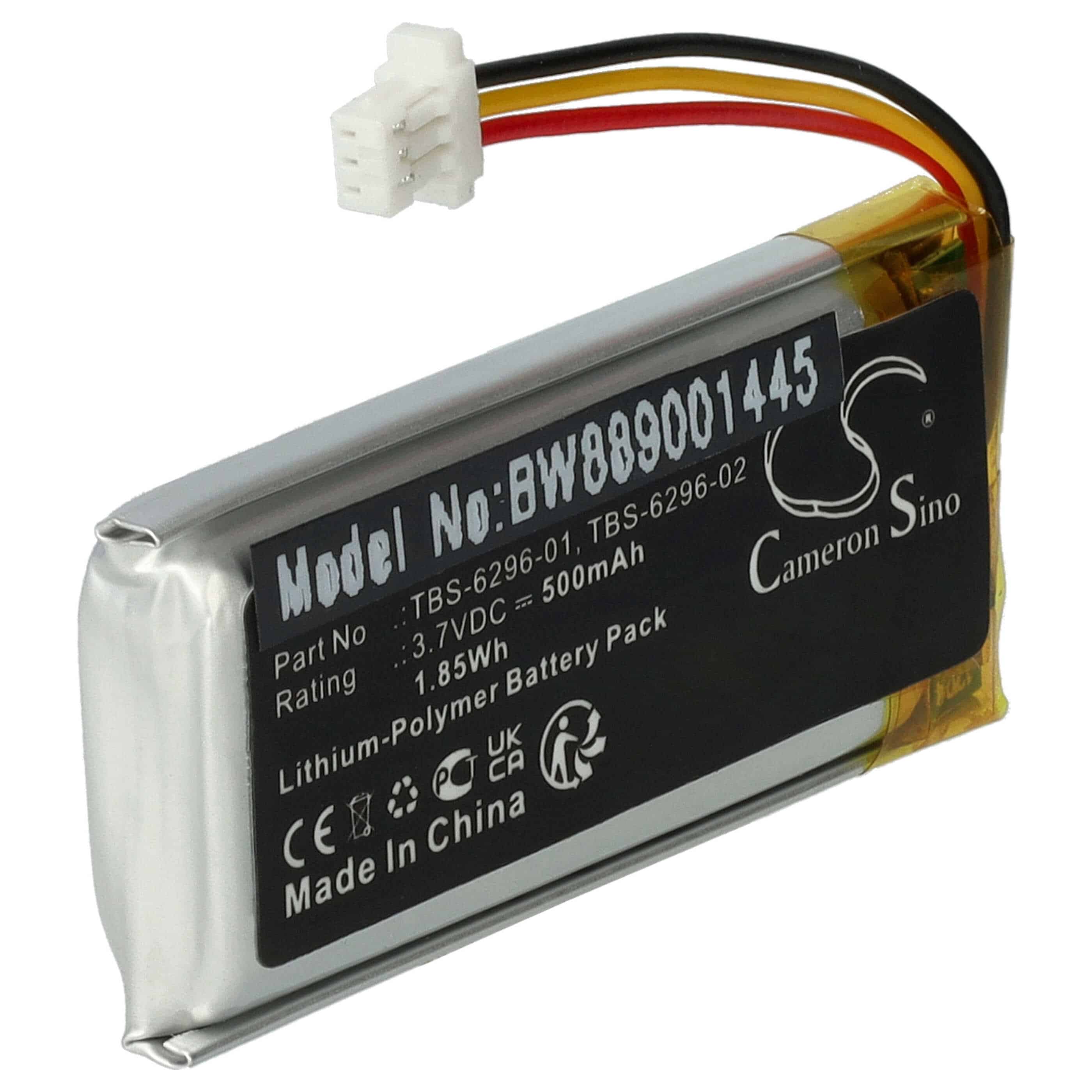 Batterie remplace Turtle Beach TBS-6296-01, TBS-6296-02 pour casque audio - 500mAh 3,7V Li-polymère