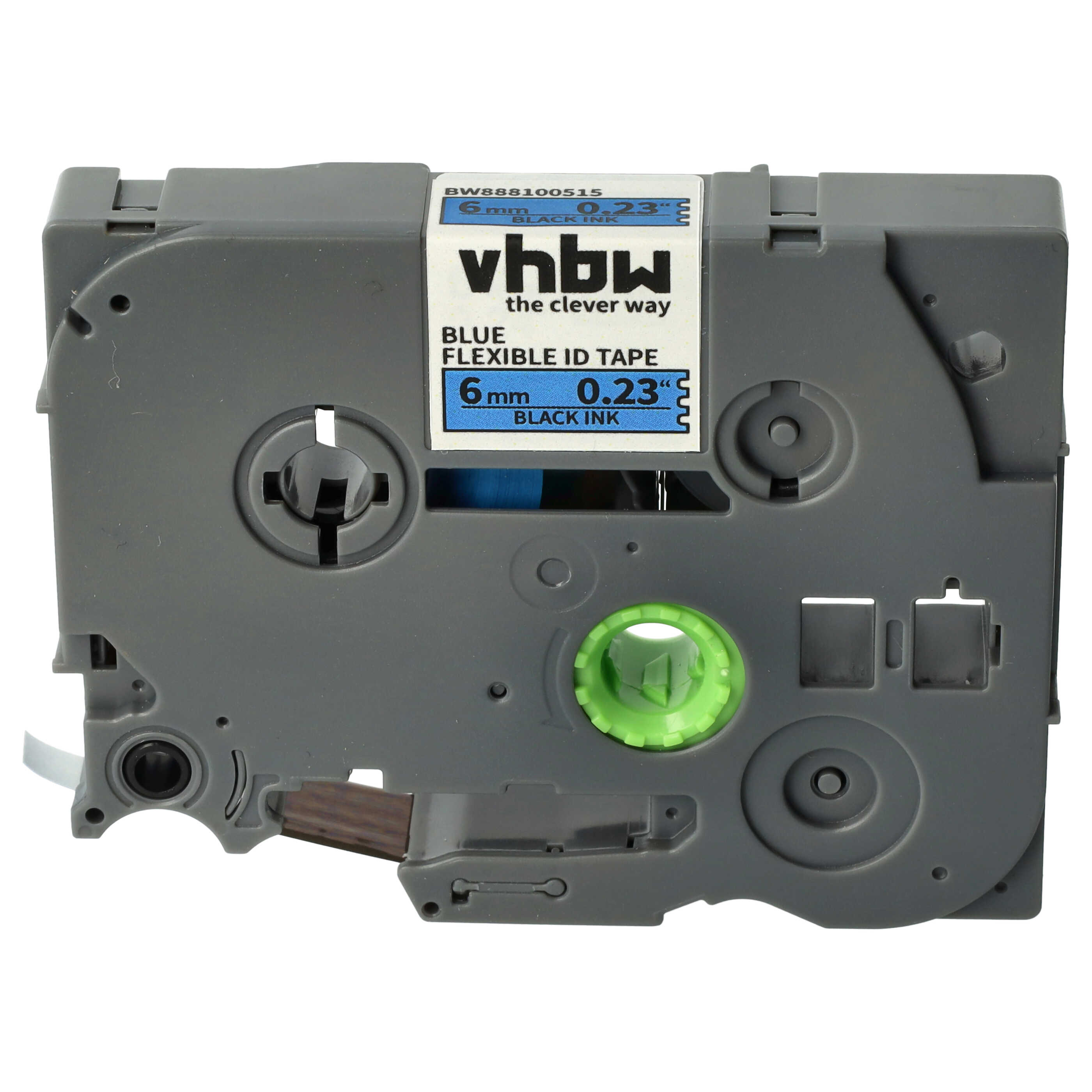 Cassetta nastro sostituisce Brother TZeFX511, TZE-FX511 per etichettatrice Brother 6mm nero su blu, flessibile