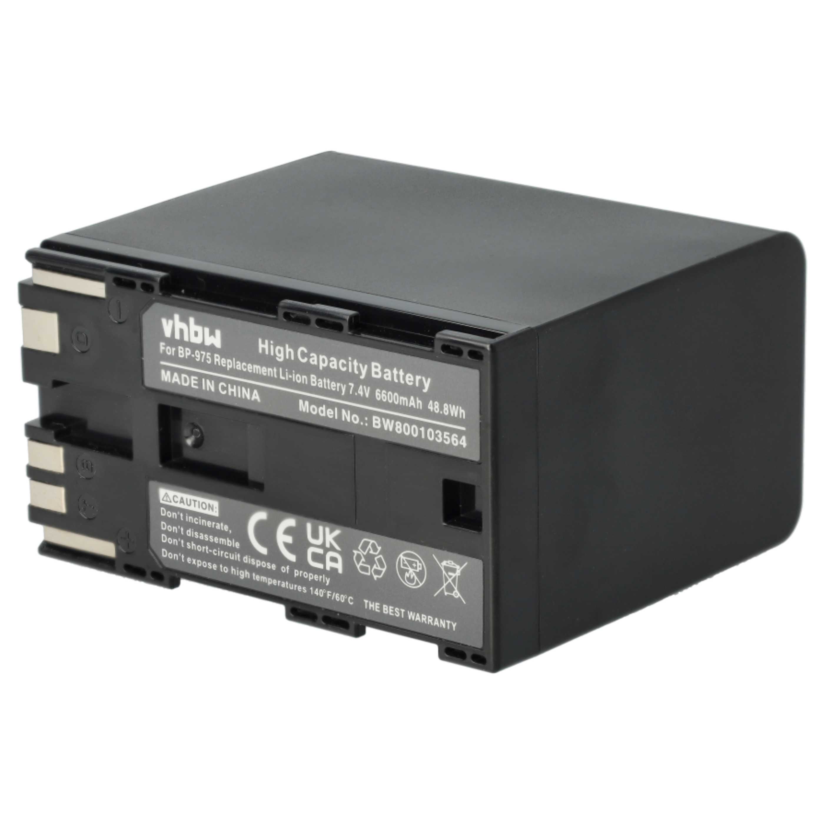 Videocamera 2x Battery replaces Canon BP-975 - 6600 mAh 7.4 V Li-Ion