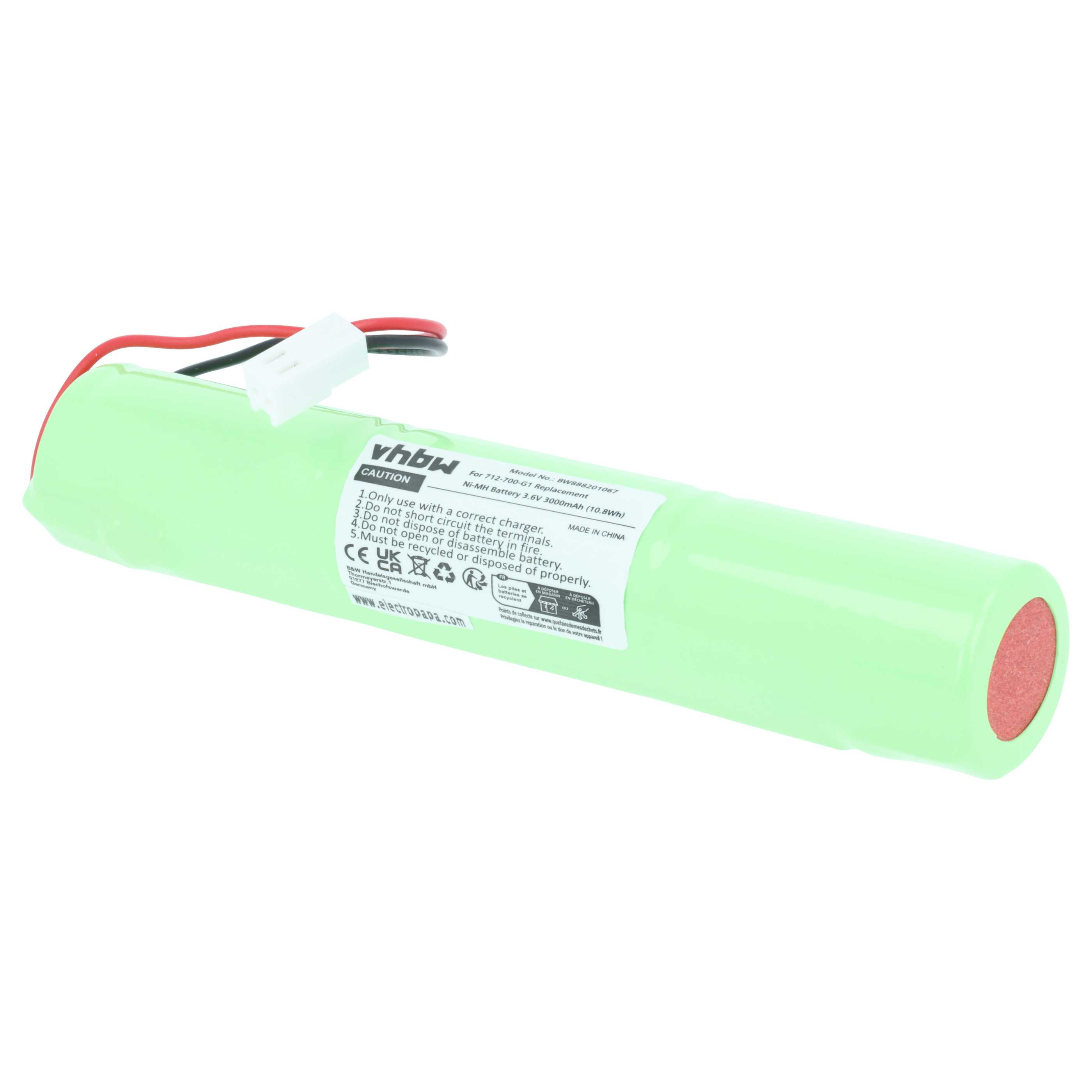 Batería reemplaza INFICON A19267-460015-LSG, 712-700-G1 para dispositivo medición (3000 mAh, 3,6 V, NiMH)