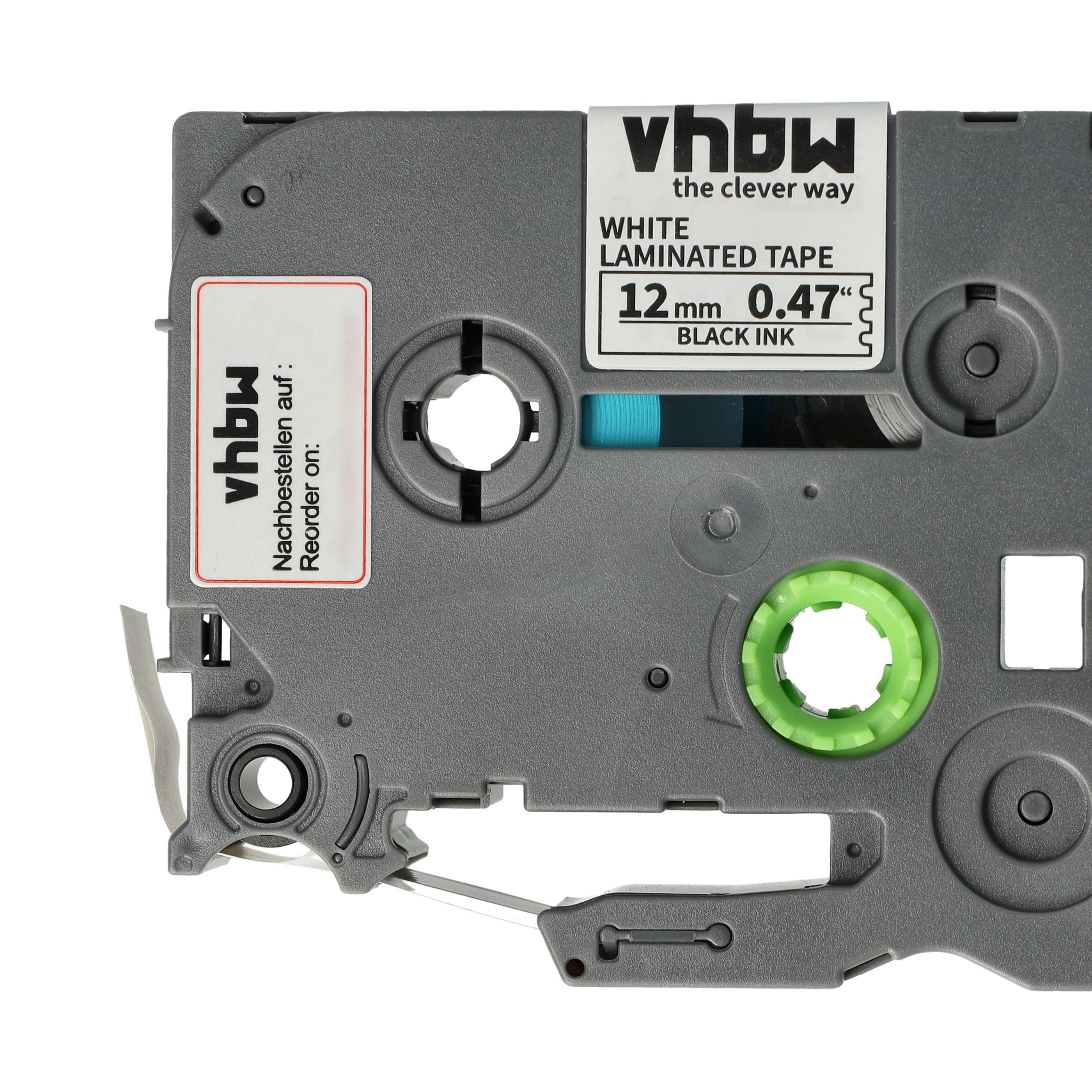 5x Label Tape replaces Brother TZE-231S - 12 mm Black to White