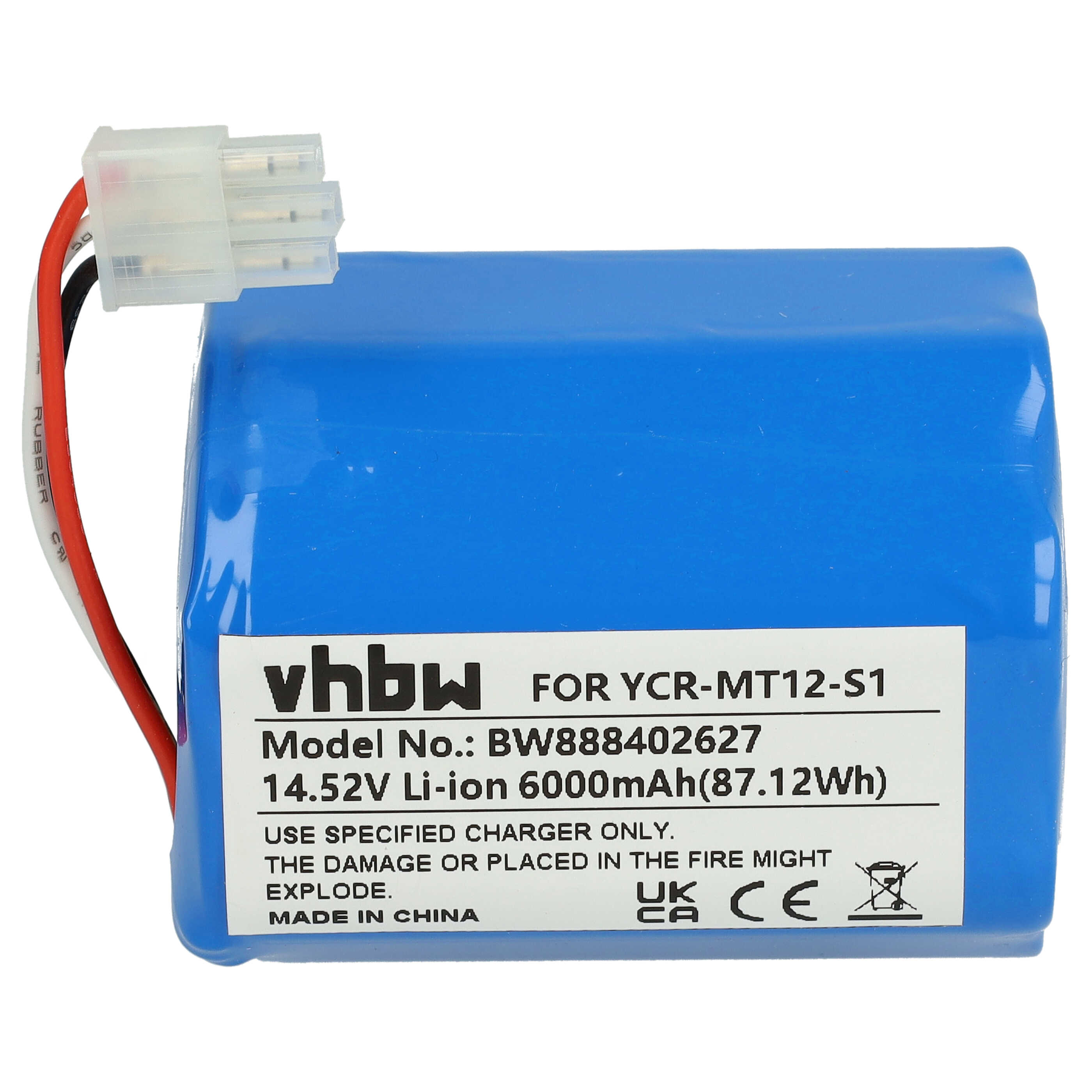 Batería reemplaza iClebo YCR-M07-20W, YCR-MT12-S1 para robot doméstico iClebo - 6000 mAh 14,52 V Li-Ion