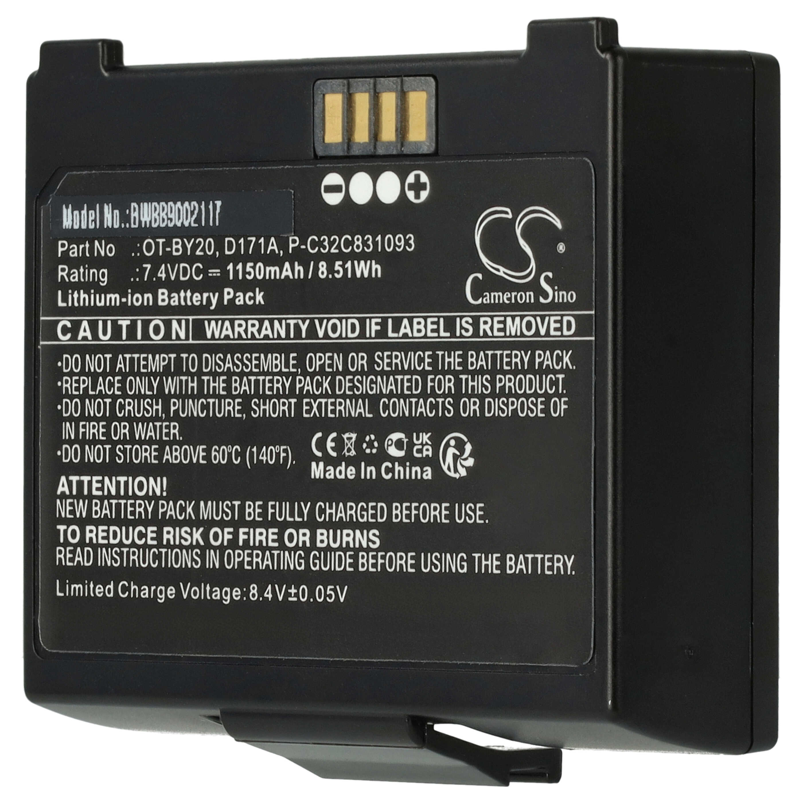 Drucker-Akku als Ersatz für Epson OT-BY20, D171A, 2165069, P-C32C831093 - 1150mAh 7,4V Li-Ion