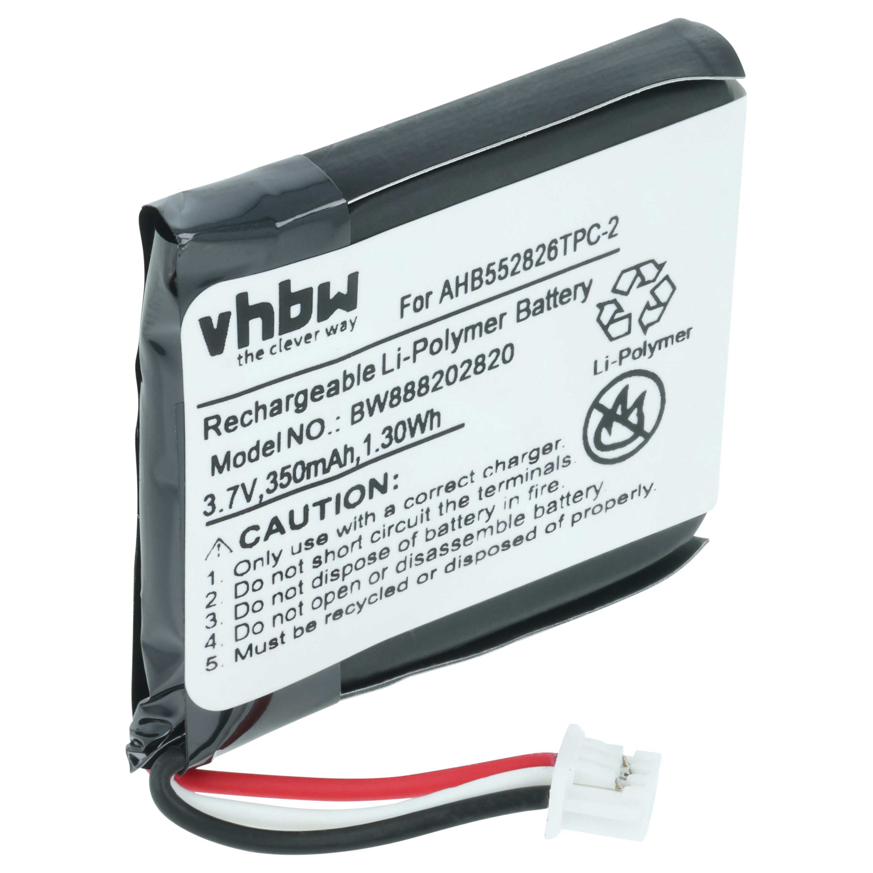 Batteria sostituisce Sennheiser AHB552826TPC-2 per auricolari cuffie - 350mAh 3,7V Li-Poly