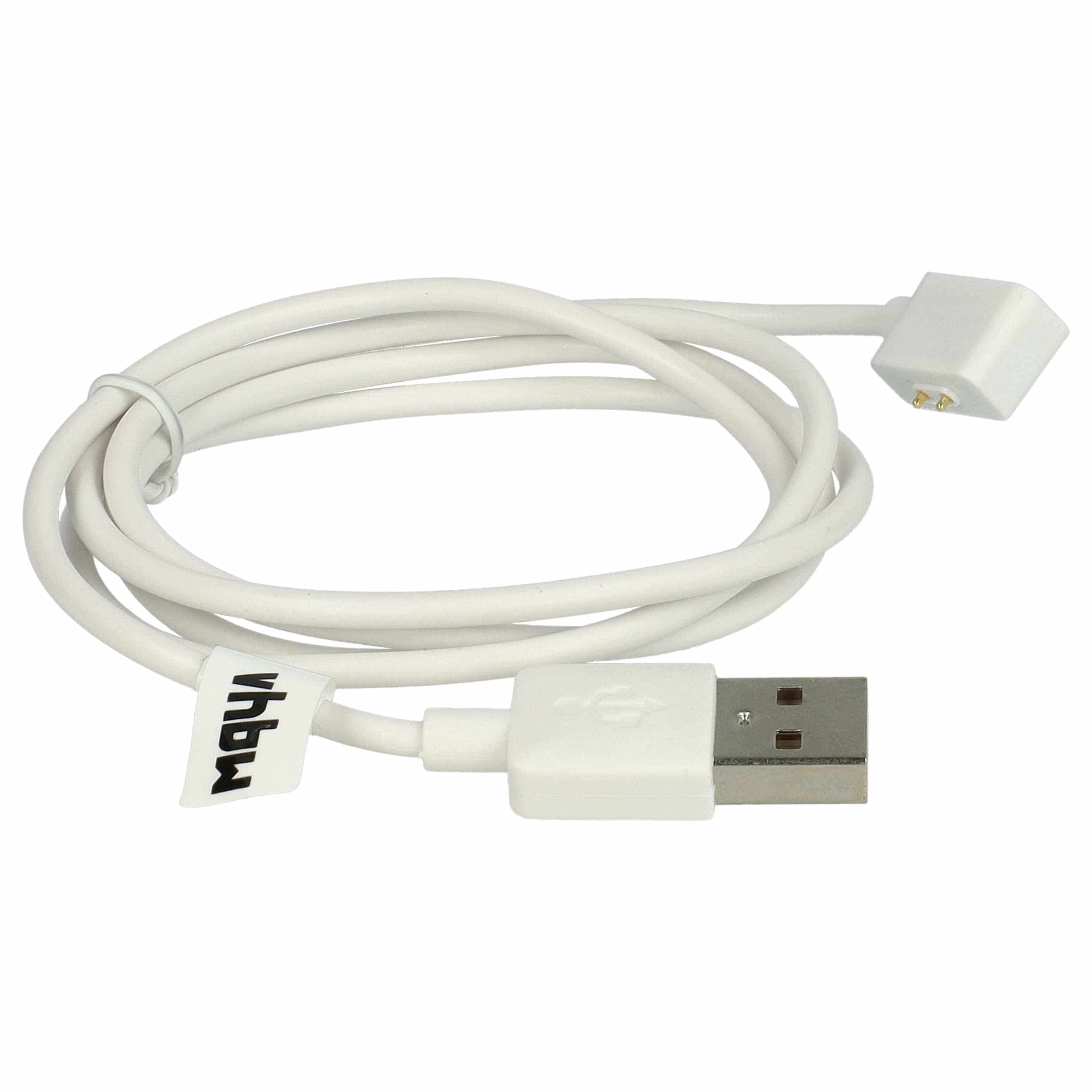 Cable de carga USB para smartwatch Xiaomi Mi Band 8, Redmi Band 2 - blanco magnético 100 cm