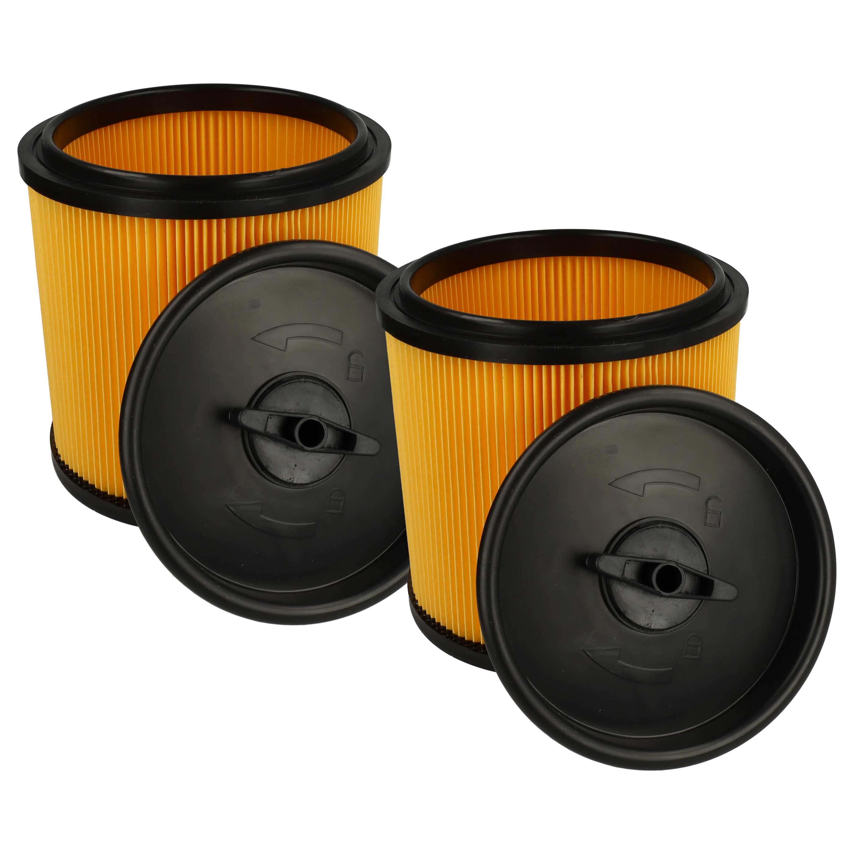 2x Filtercartridge filter replaces Grizzly 91092030 for Parkside Vacuum Cleaner, black / yellow