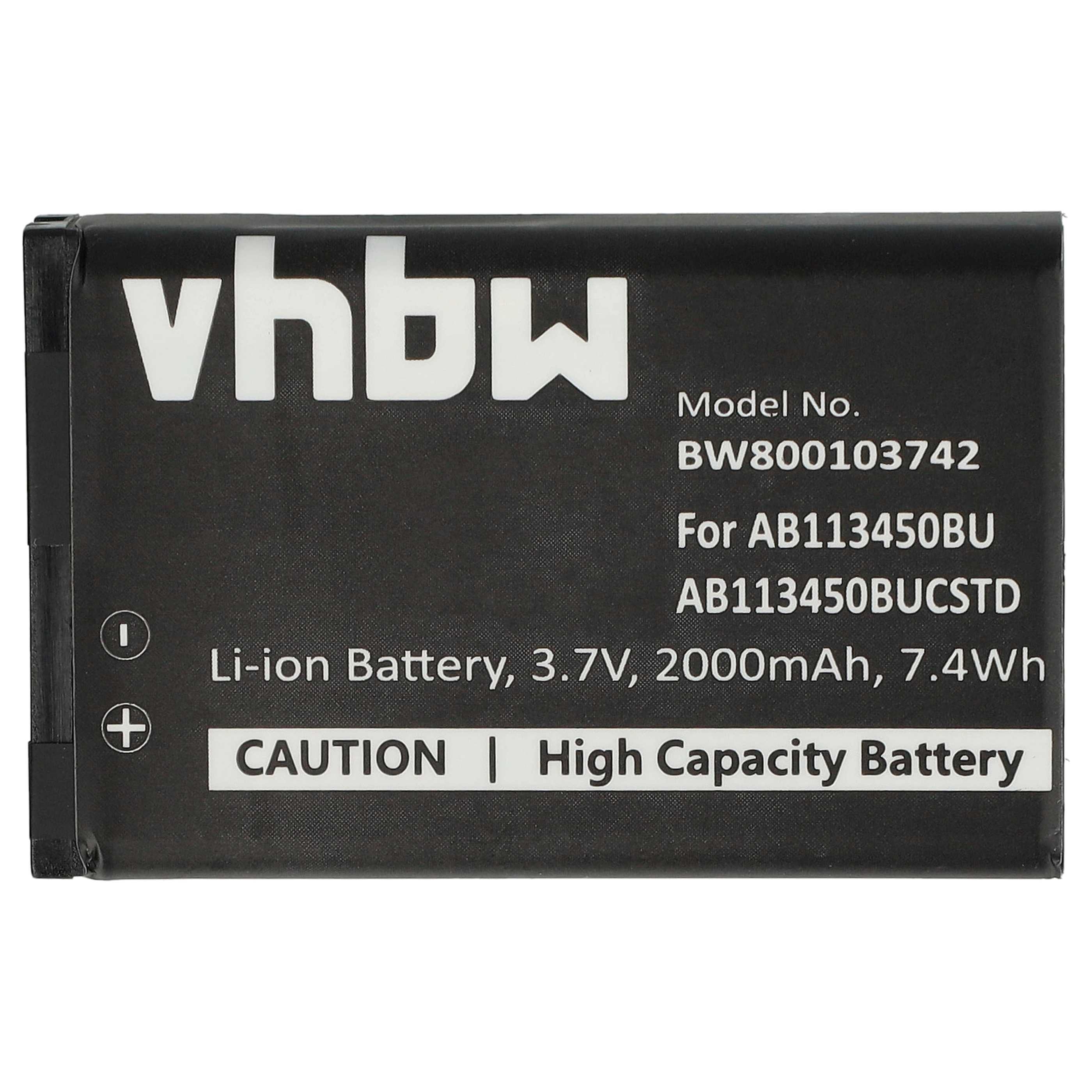 Mobile Phone Battery Replacement for Samsung AB113450BU, AB113450BUCSTD - 2000 mAh 3.7 V Li-Ion