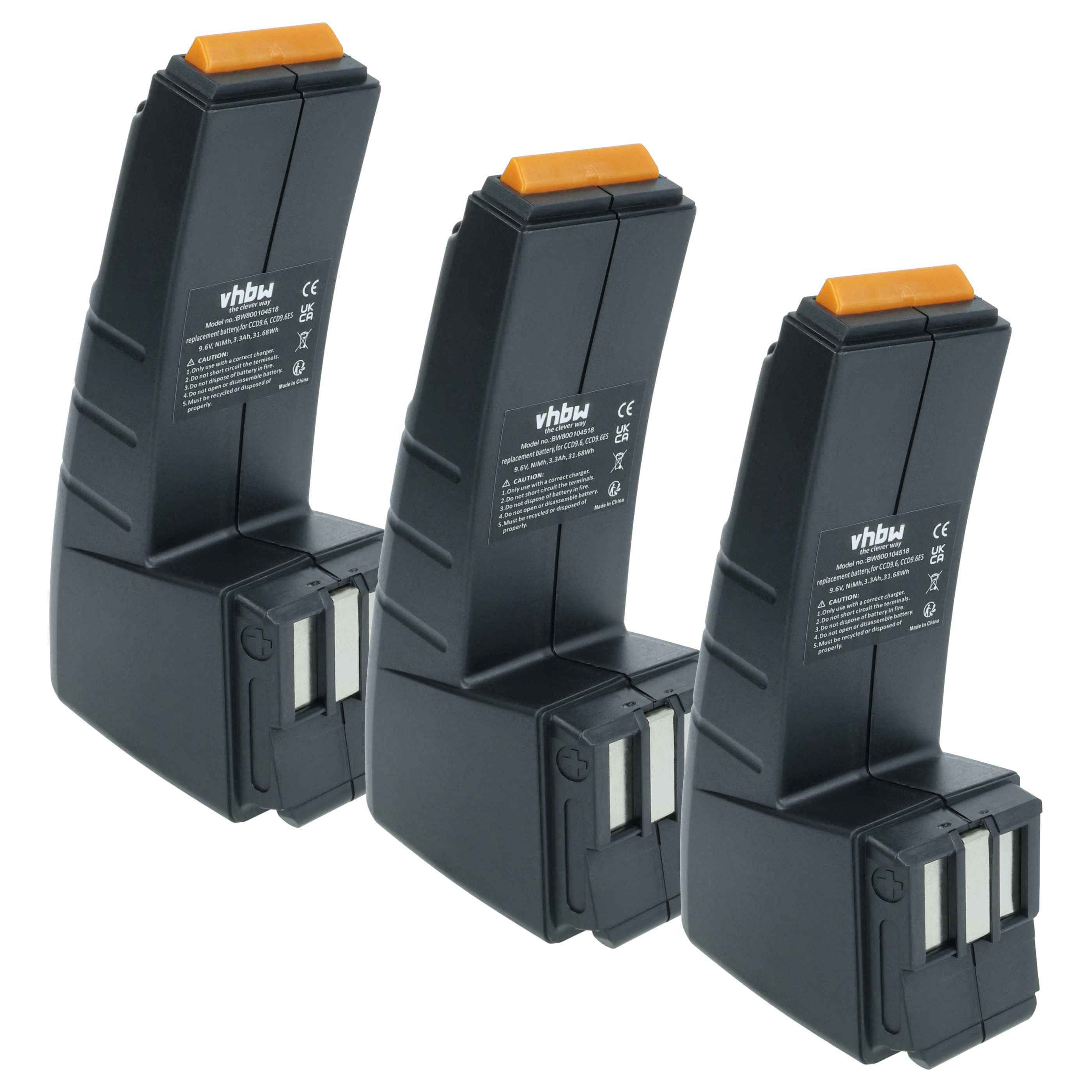 3x Battery replaces Festo Festool CCD9.6, CCD9.6FX, CCD9.6ES Electric Power Tool - 3300 mAh, 9.6 V, NiMH