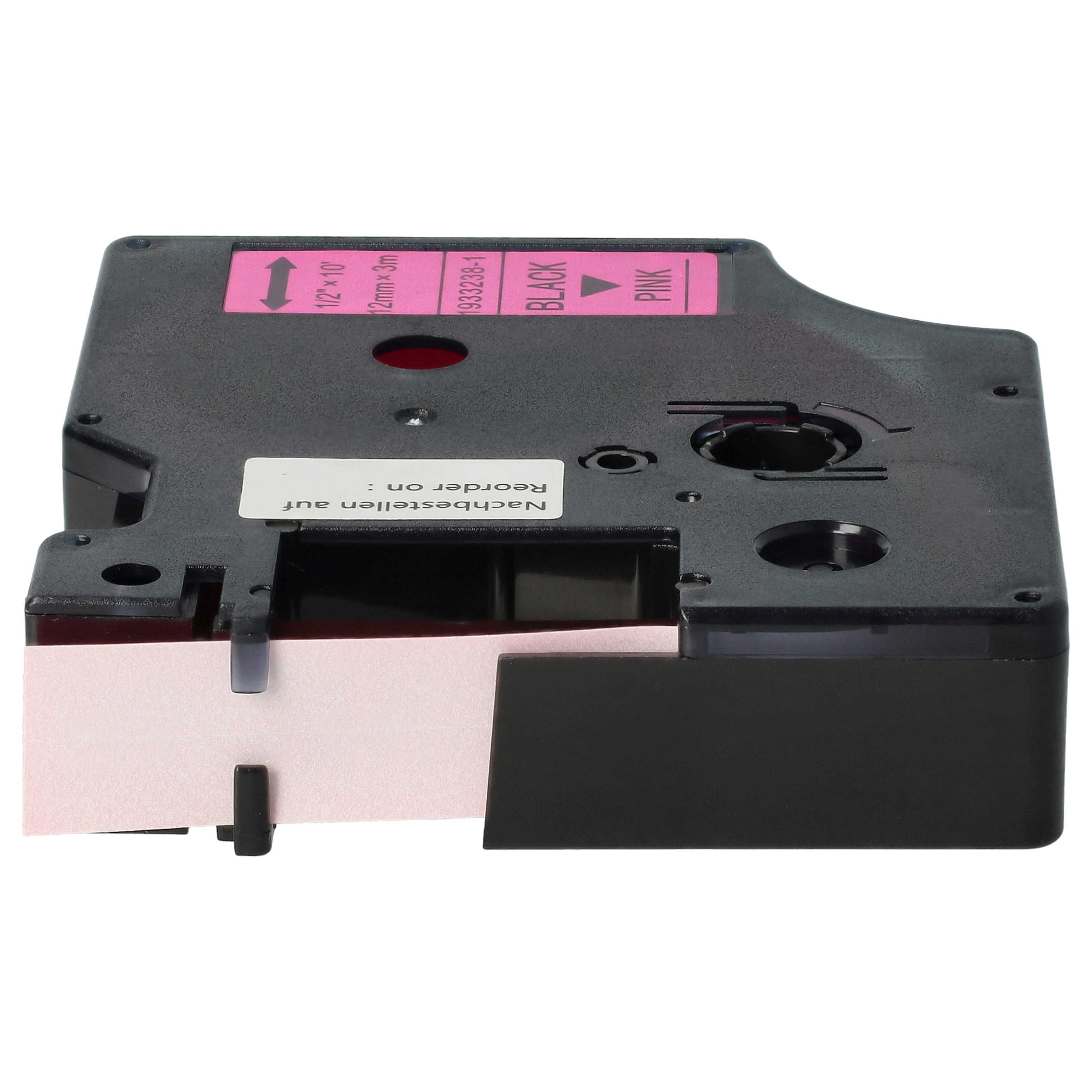 Cassetta nastro sostituisce Dymo D1, 1933238-1 per etichettatrice 12mm nero - rosa fluo