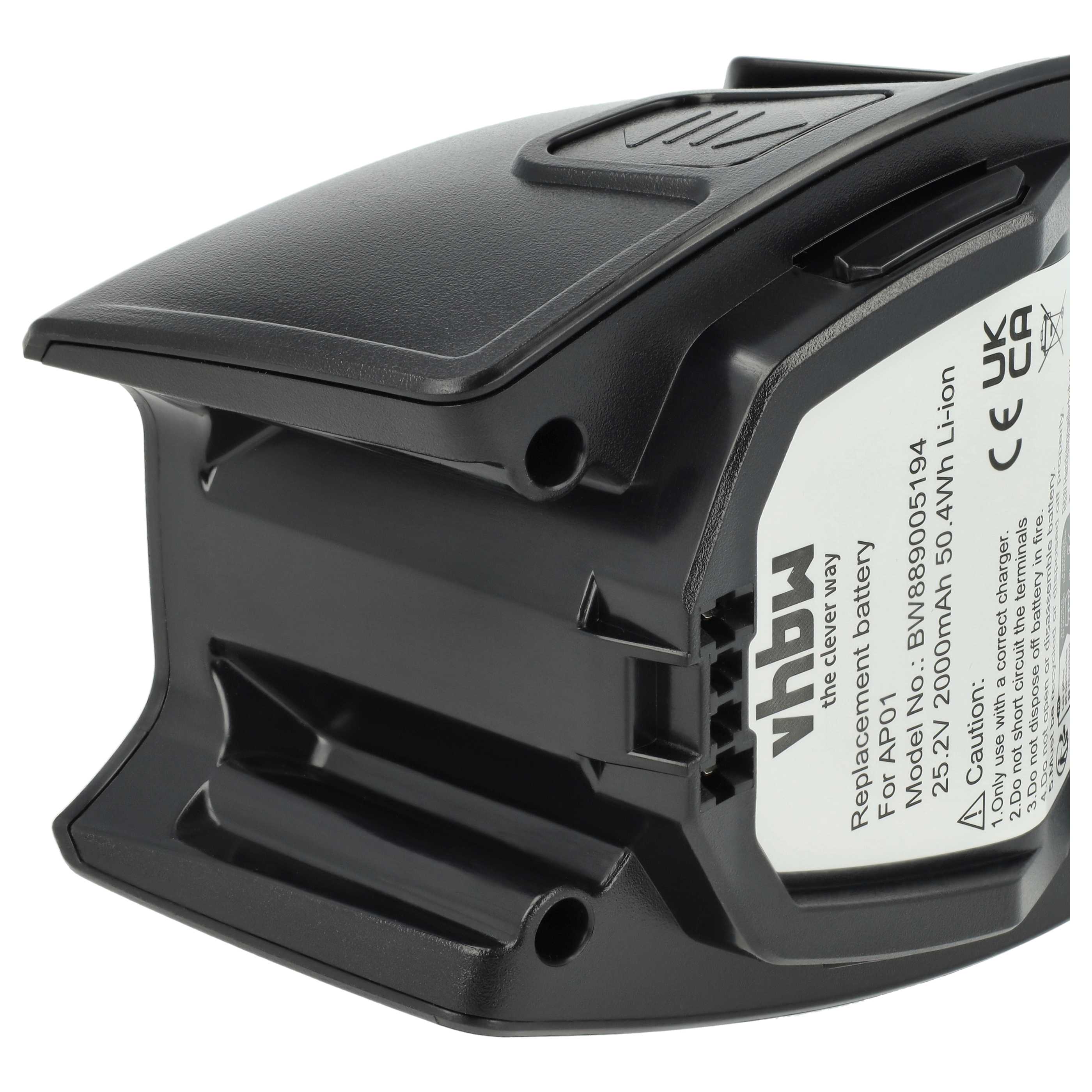 Battery replaces AP01, HX-LA, 1010042, AP02, HS19, 11384710 for Miele 2000mAh, 25.2 V, Li-Ion