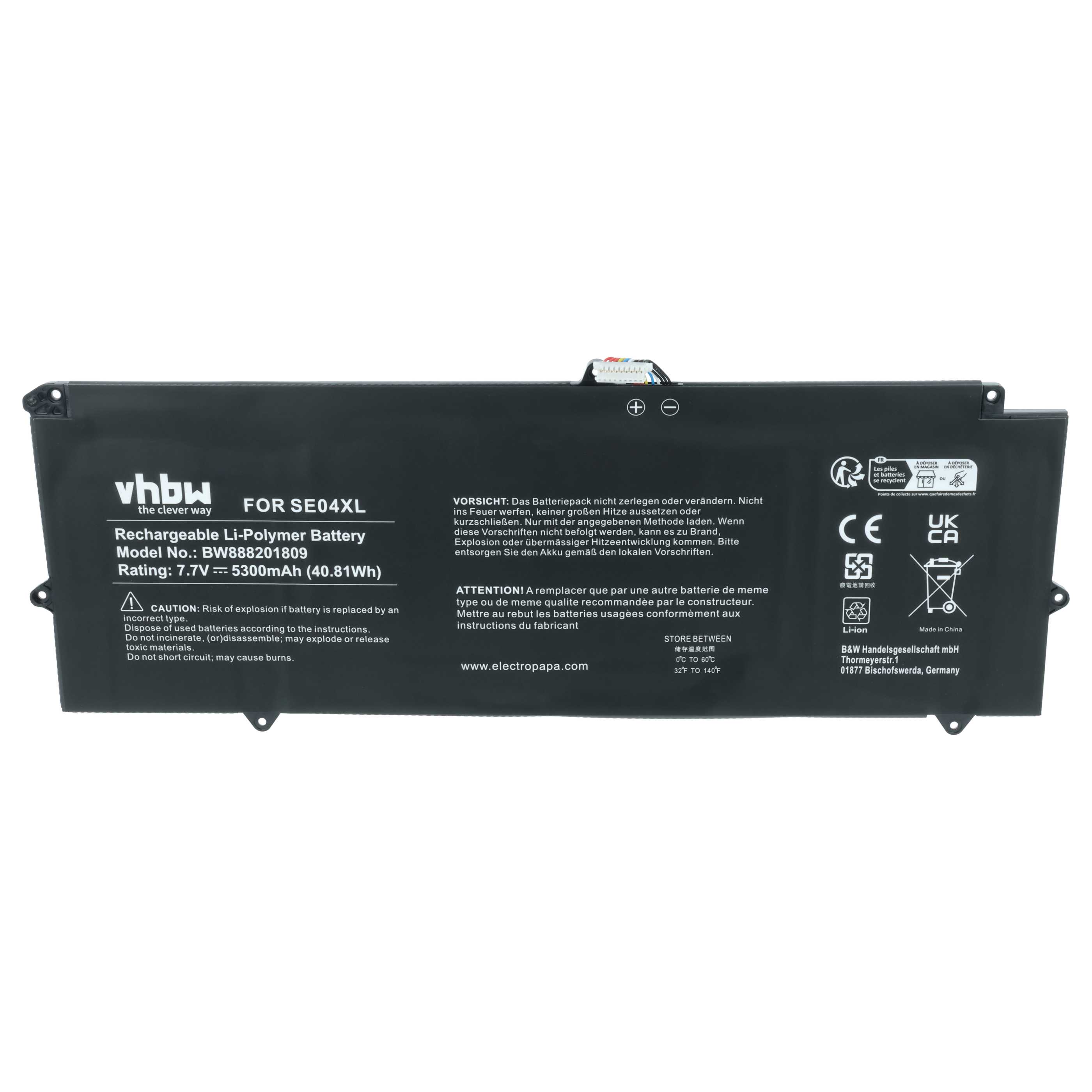 Batteria sostituisce HP HSTNN-DB7Q, 860724-2B1, 860724-2C1, 860708-855 per notebook - 5300mAh 7,7V Li-Poly