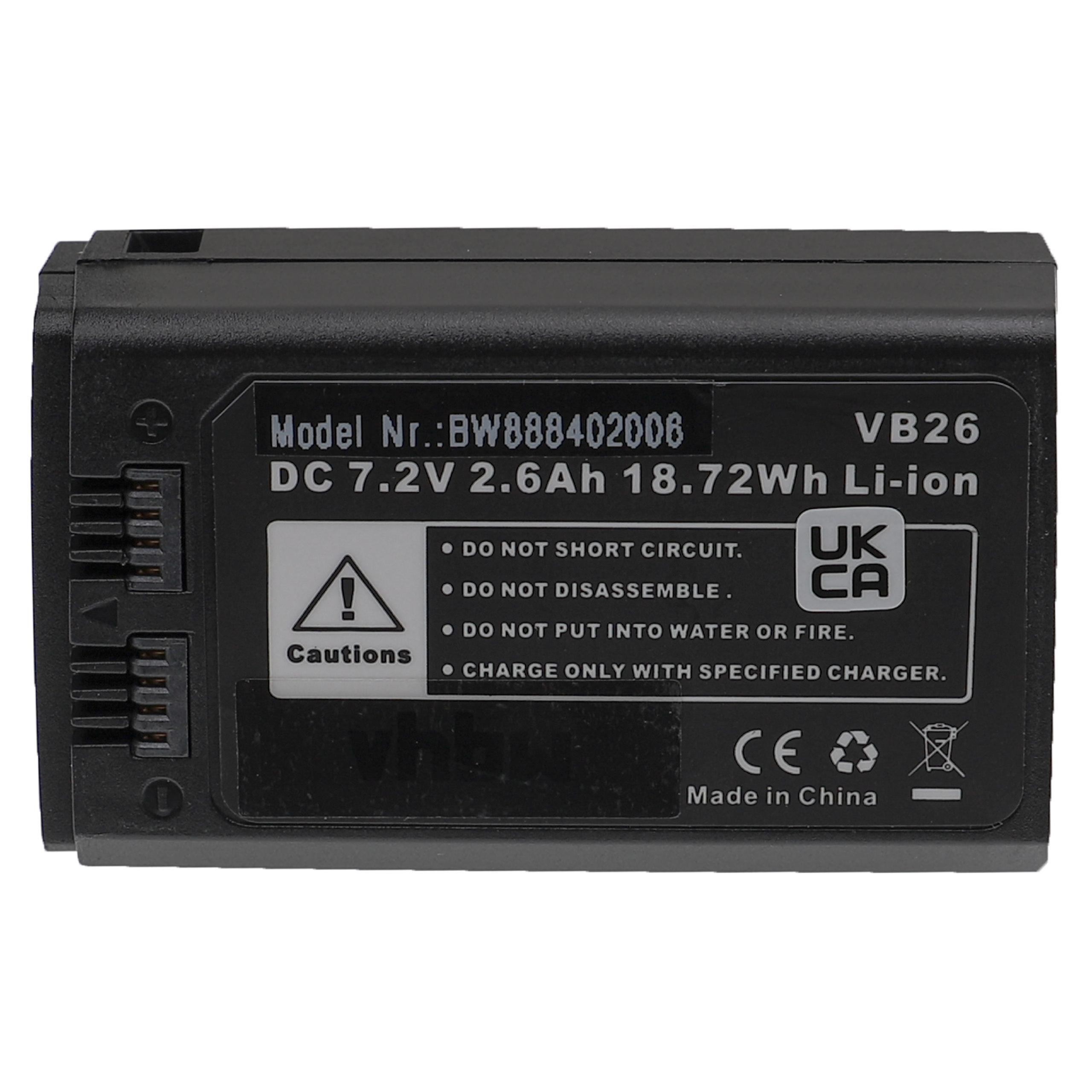 Camera Flash Unit Battery Replacement for Godox VB26A, VB26 - 2600mAh 7.2V Li-Ion
