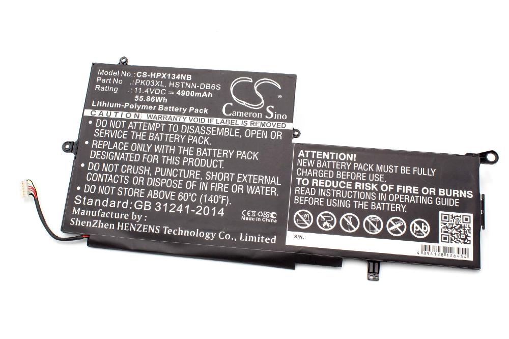 Notebook Battery Replacement for HP 788237-2C2, 788237-2C1, 6789116-005 - 4900mAh 11.4V Li-polymer, black