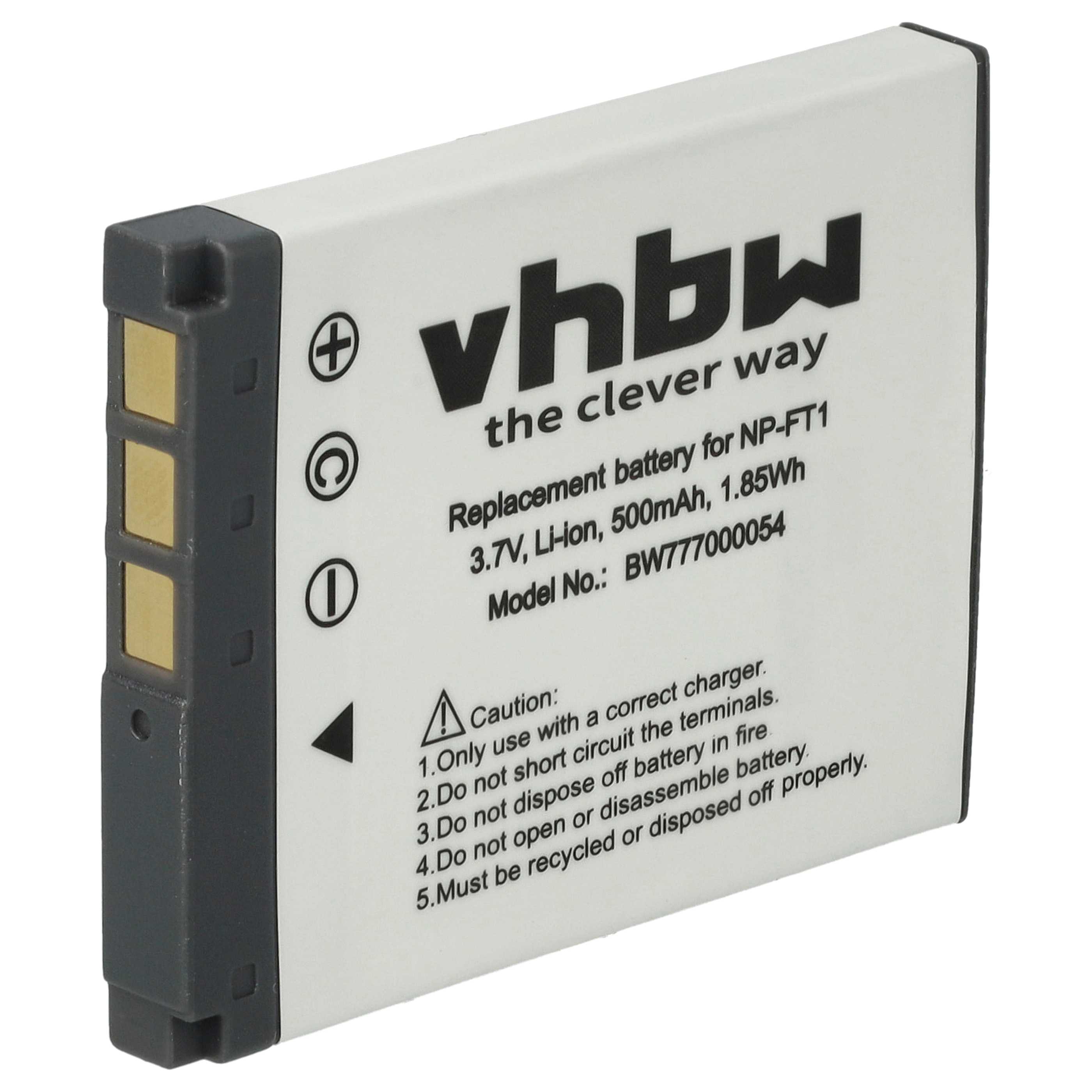 Battery replaces Sony NP-FT1 - 500mAh, 3.6V, Li-Ion