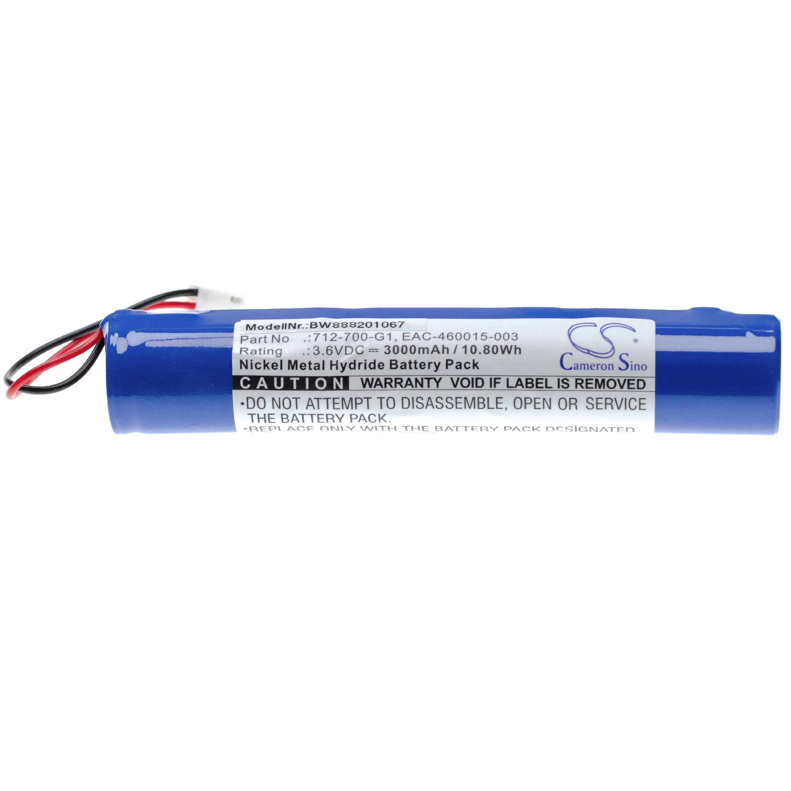 Laser Battery Replacement for INFICON A19267-460015-LSG, EAC-460015-003, 712-700-G1 - 3000mAh 3.6V NiMH