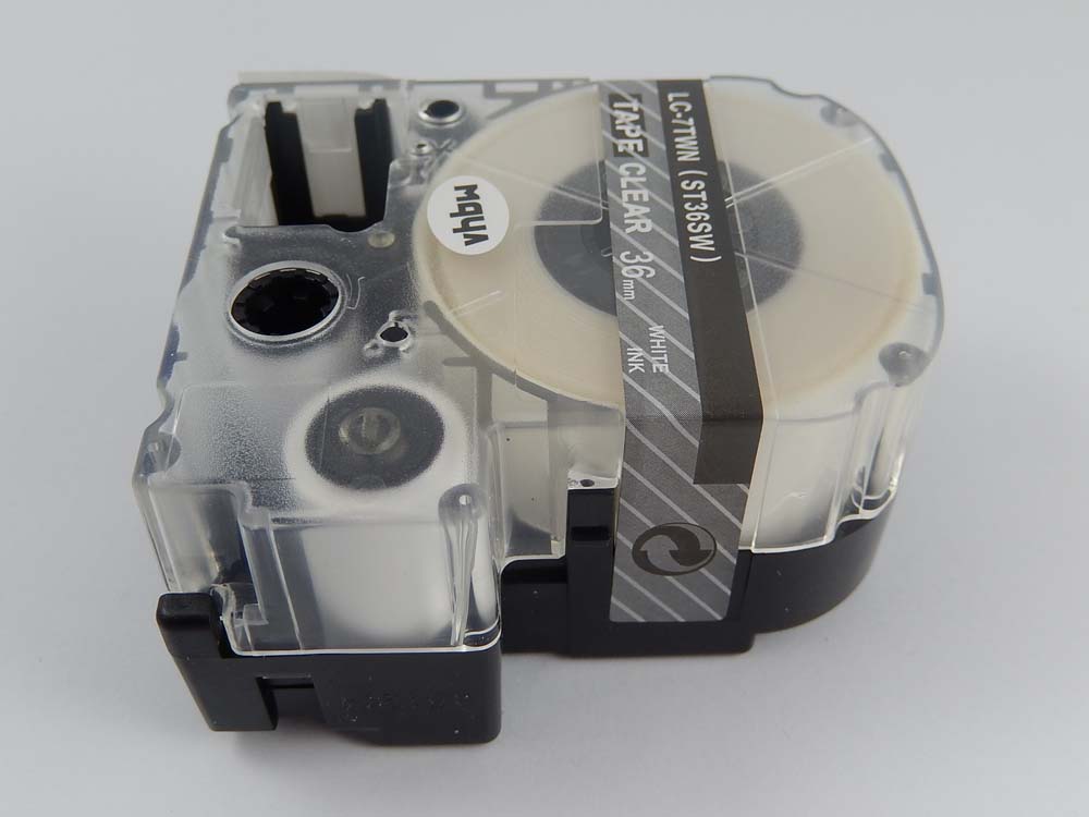 Cassette à ruban remplace Epson LC-7TWN - 36mm lettrage Blanc ruban Transparent