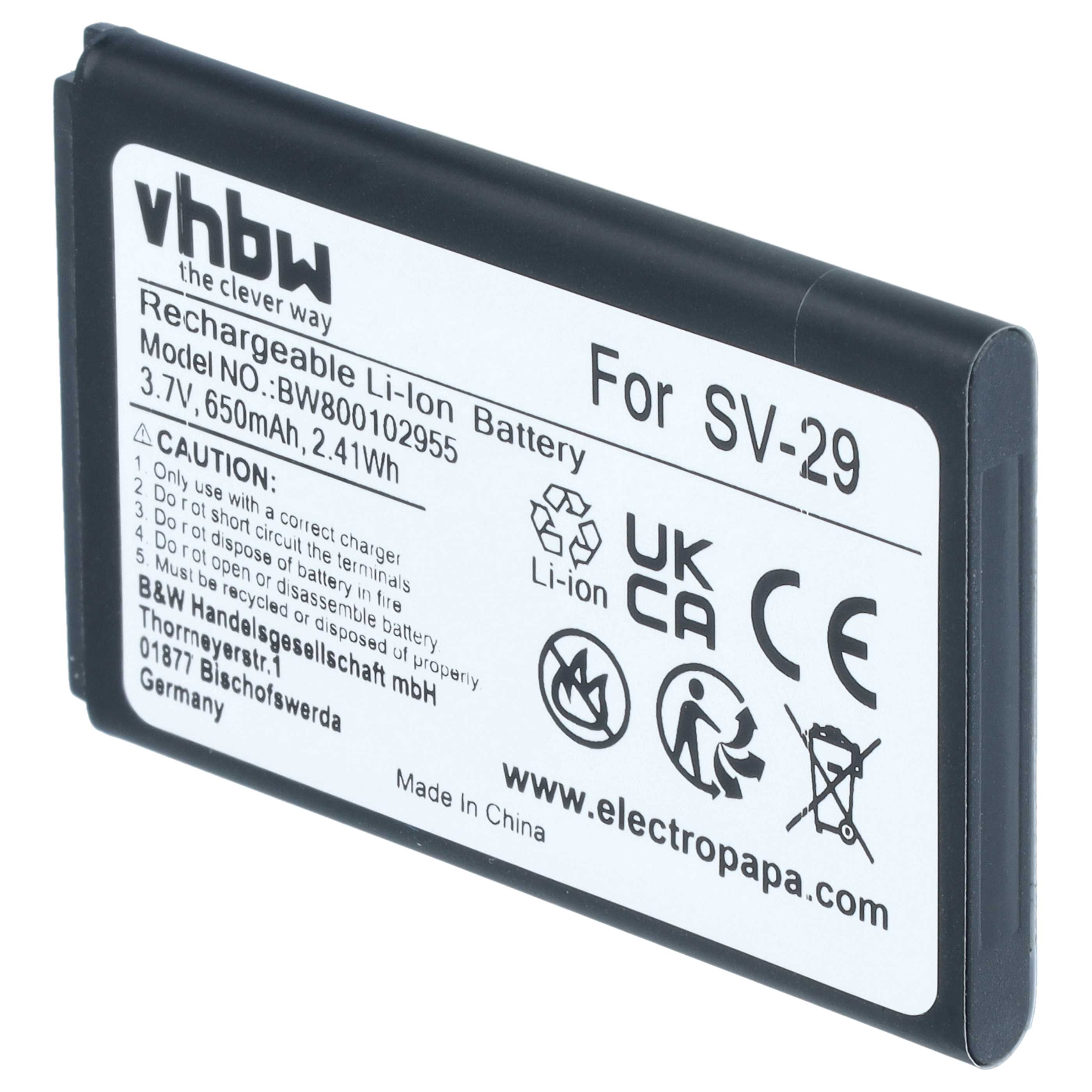 Akku als Ersatz für Swissvoice 043048, C0487, SV20405855 für Swissvoice Telefon - 600mAh 3,7V Li-Ion