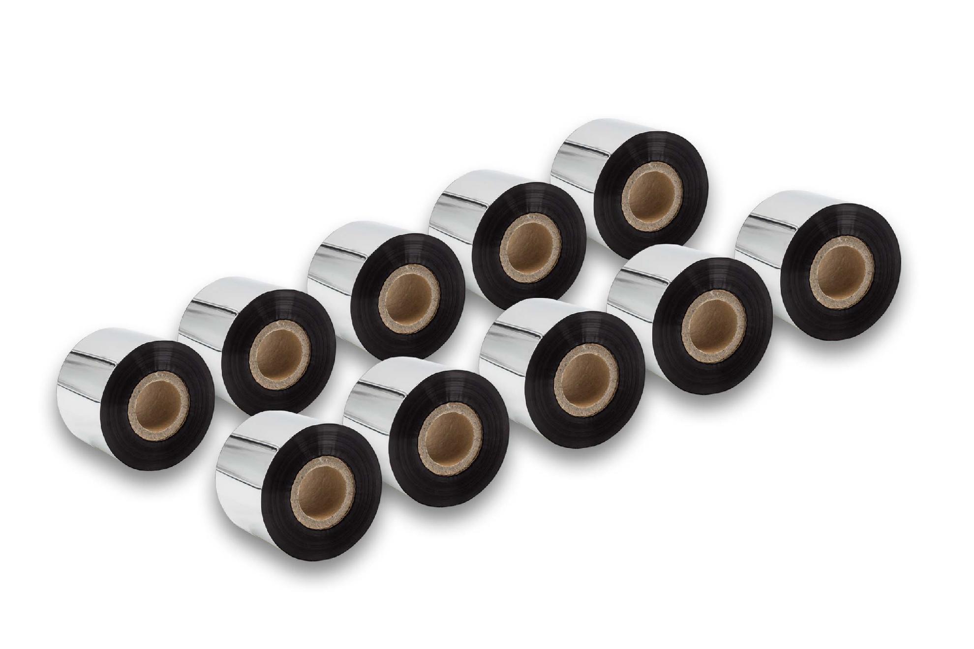 10x Nastro a trasferimento termico per etichettatrice Godex, Printronix, TSC, Valentin ecc. - 50mm x 300m cera