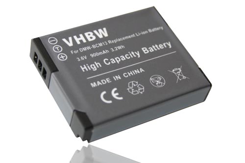 Batterie remplace Panasonic DMW-BCM13E, DMW-BCM13PP, DMW-BCM13 pour appareil photo - 900mAh 3,6V Li-ion