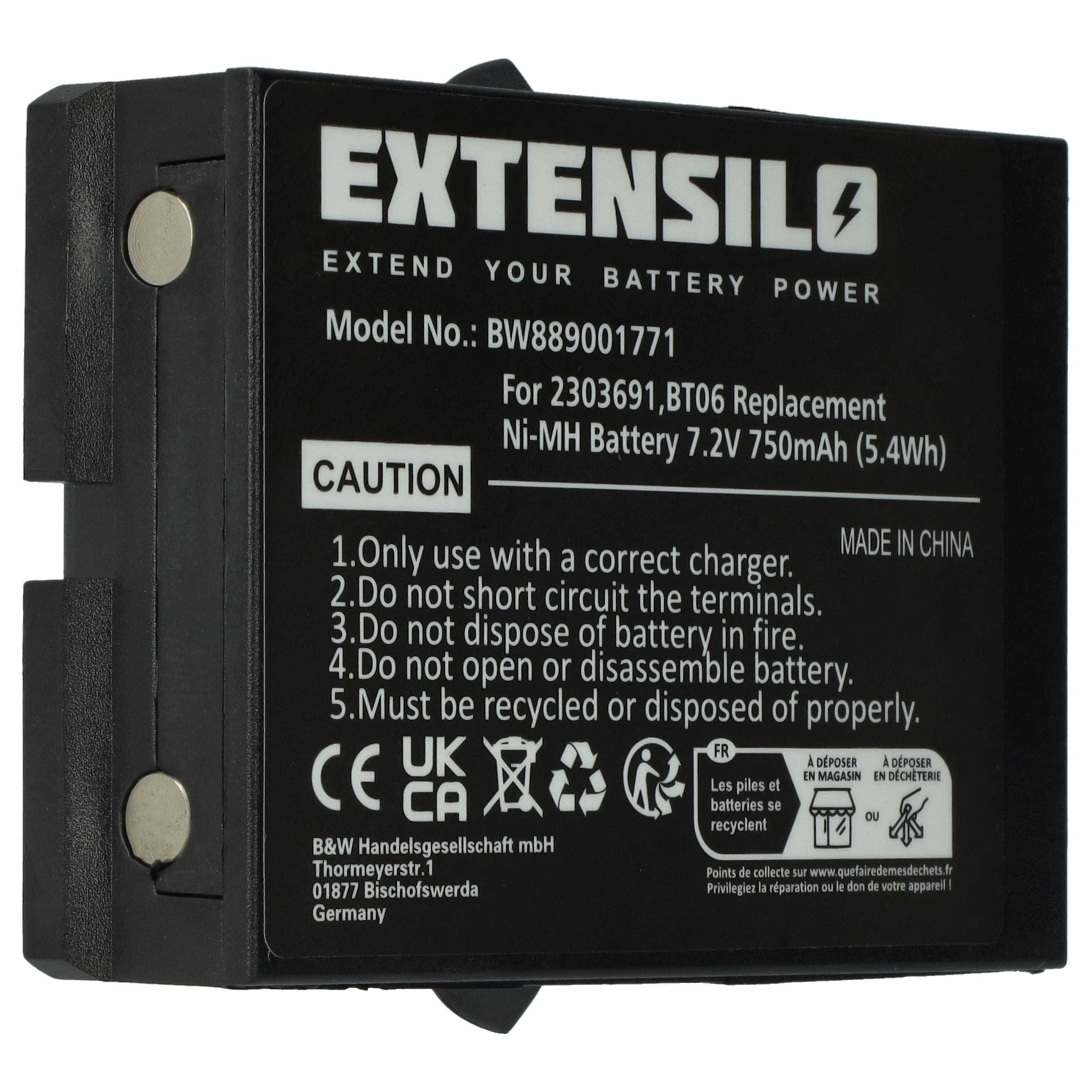Batería reemplaza Danfoss 2303691, BT06 sistema control - 750mAh 7,2V NiMH