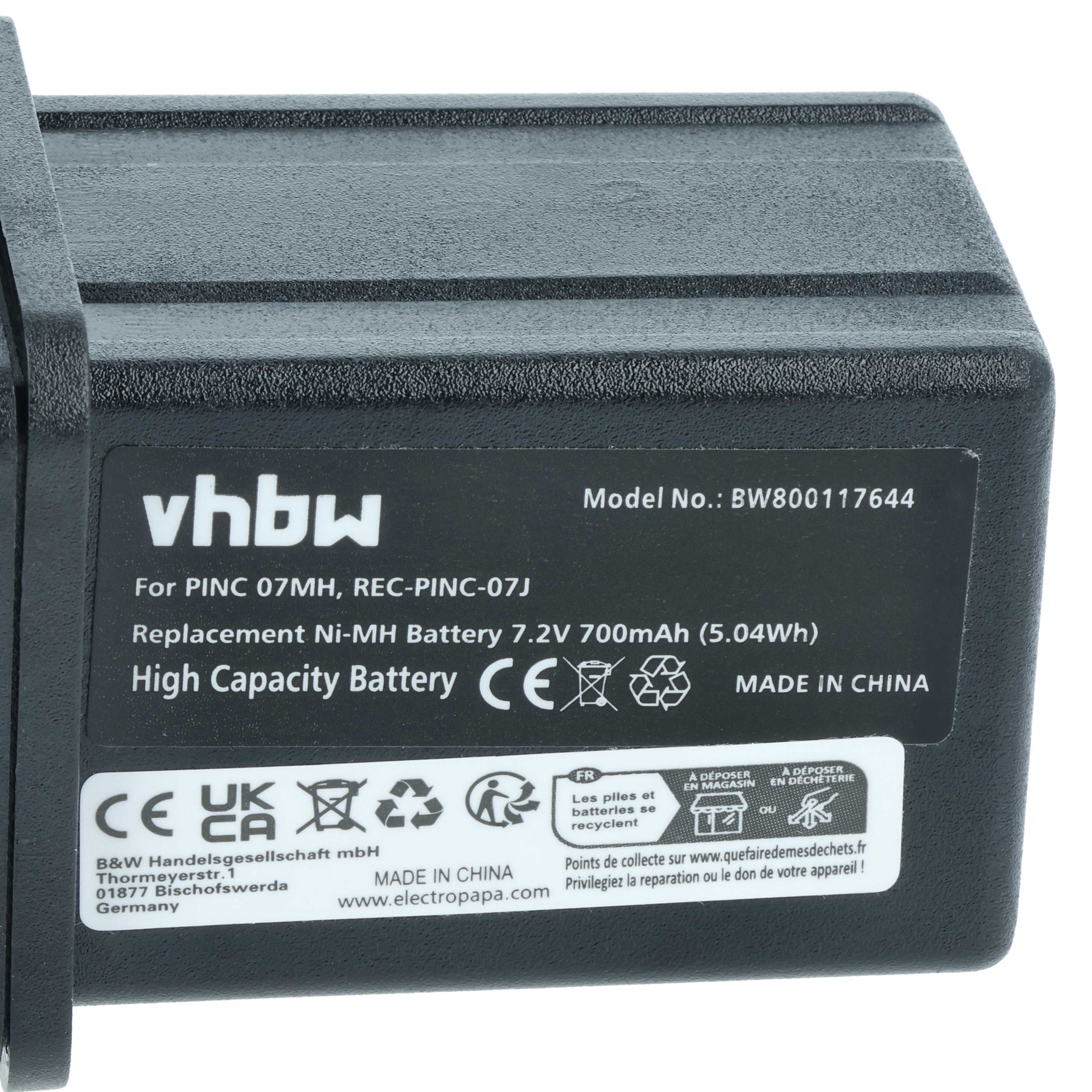 Batteria per telecomando remote controller sostituisce Elca PINC 07MH, PINC-07MH - 700mAh 7,2V NiMH