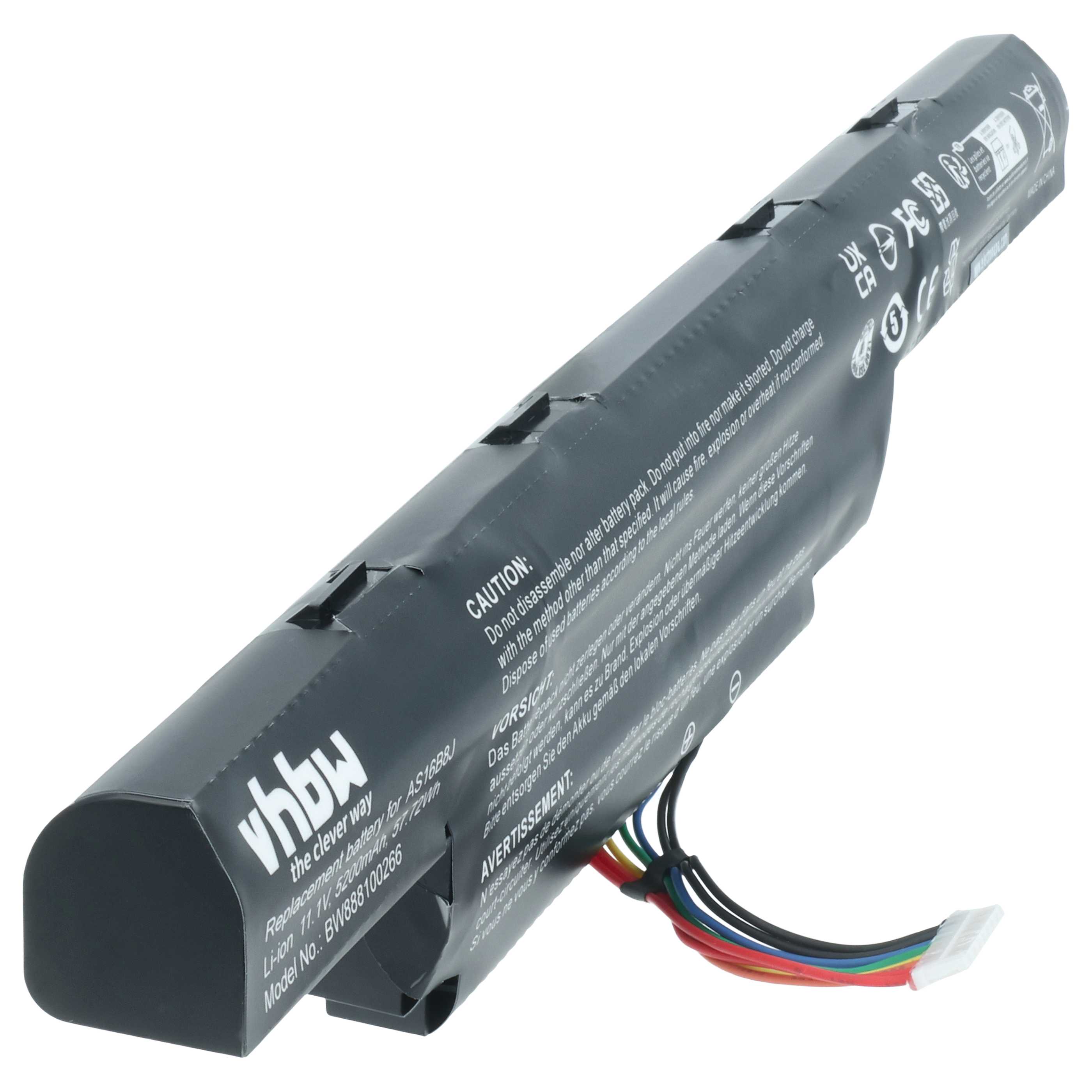 Akumulator do laptopa zamiennik Acer 3ICR19/662-2, 3INR19/66-2, AS16B5J - 5200 mAh 11,1 V Li-Ion, czarny