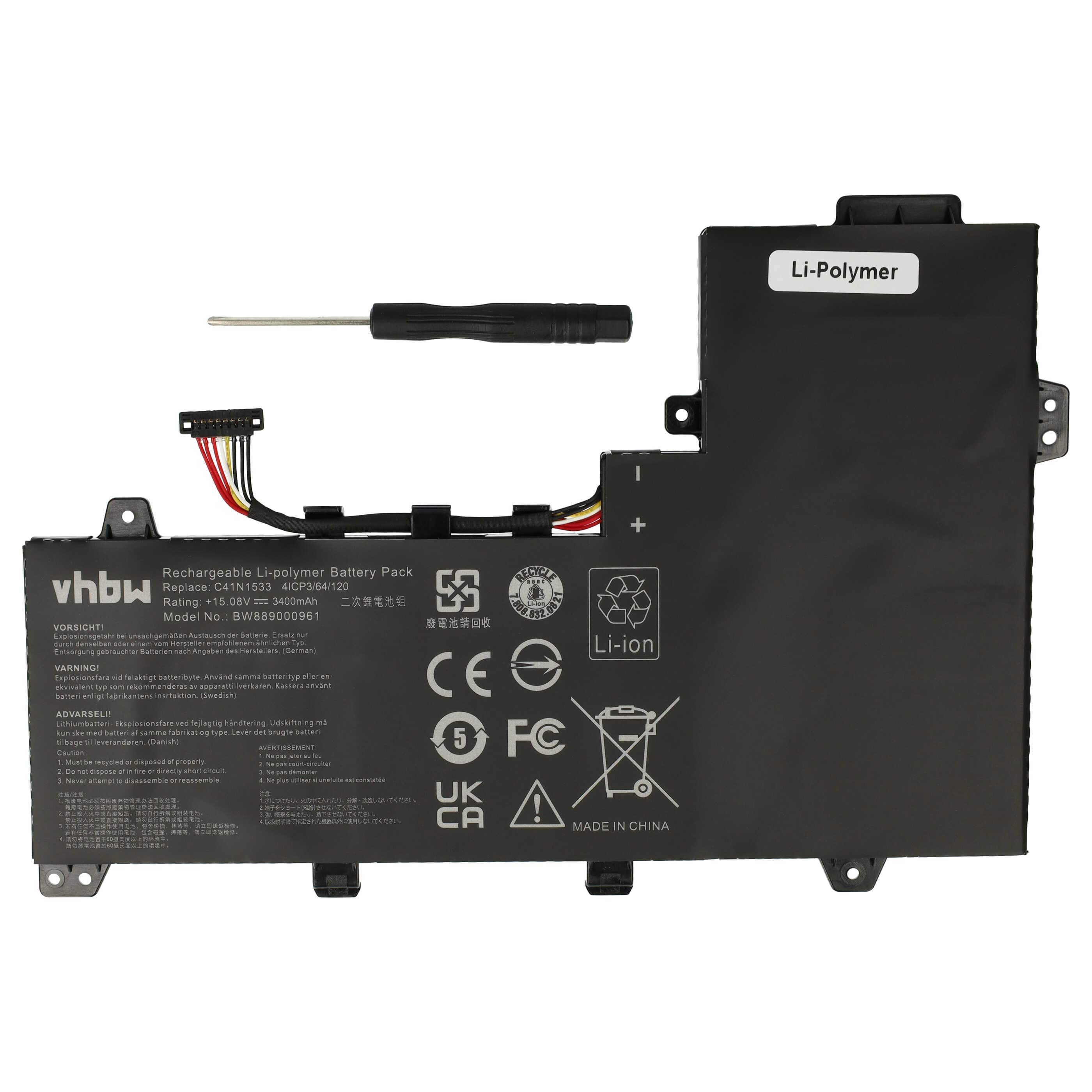 Akumulator do laptopa zamiennik Asus C41N1533 (4ICP3/82/120), 0B200-02010200 - 3400 mAh 15,08 V LiPo