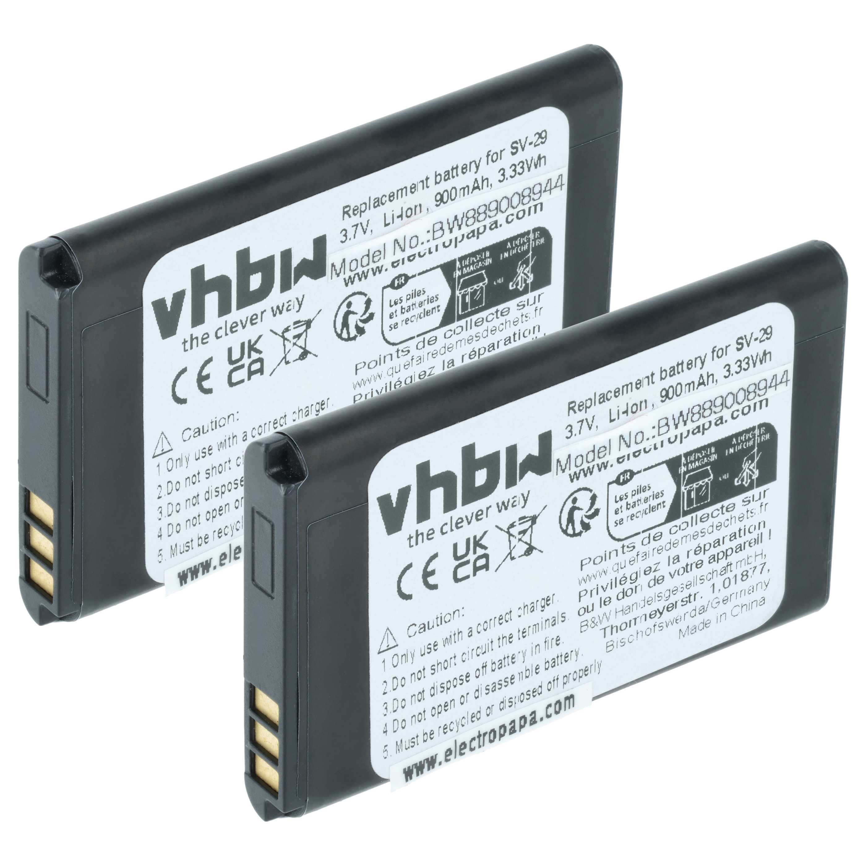 2x Akumulator do telefonu smartfona zamiennik Alcatel RTR001F01, 10000058 - 900 mAh 3,7 V Li-Ion