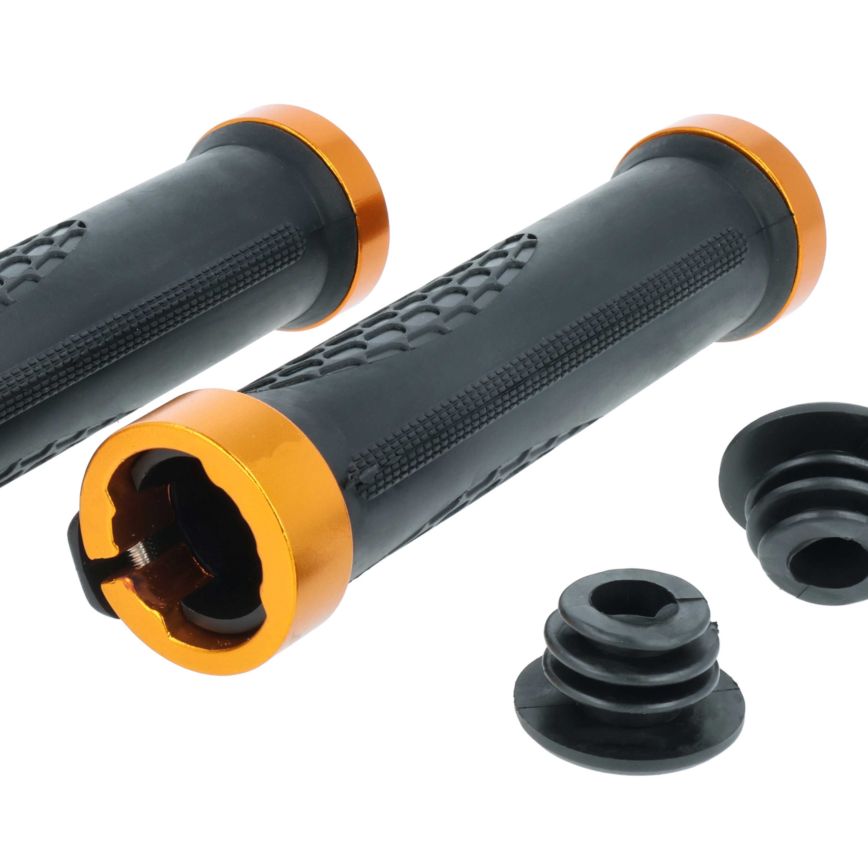 2x Handlebar Grips suitable for Bicycle, Mountain Bike - Hand Grips, Ergonomic, Gold/Black