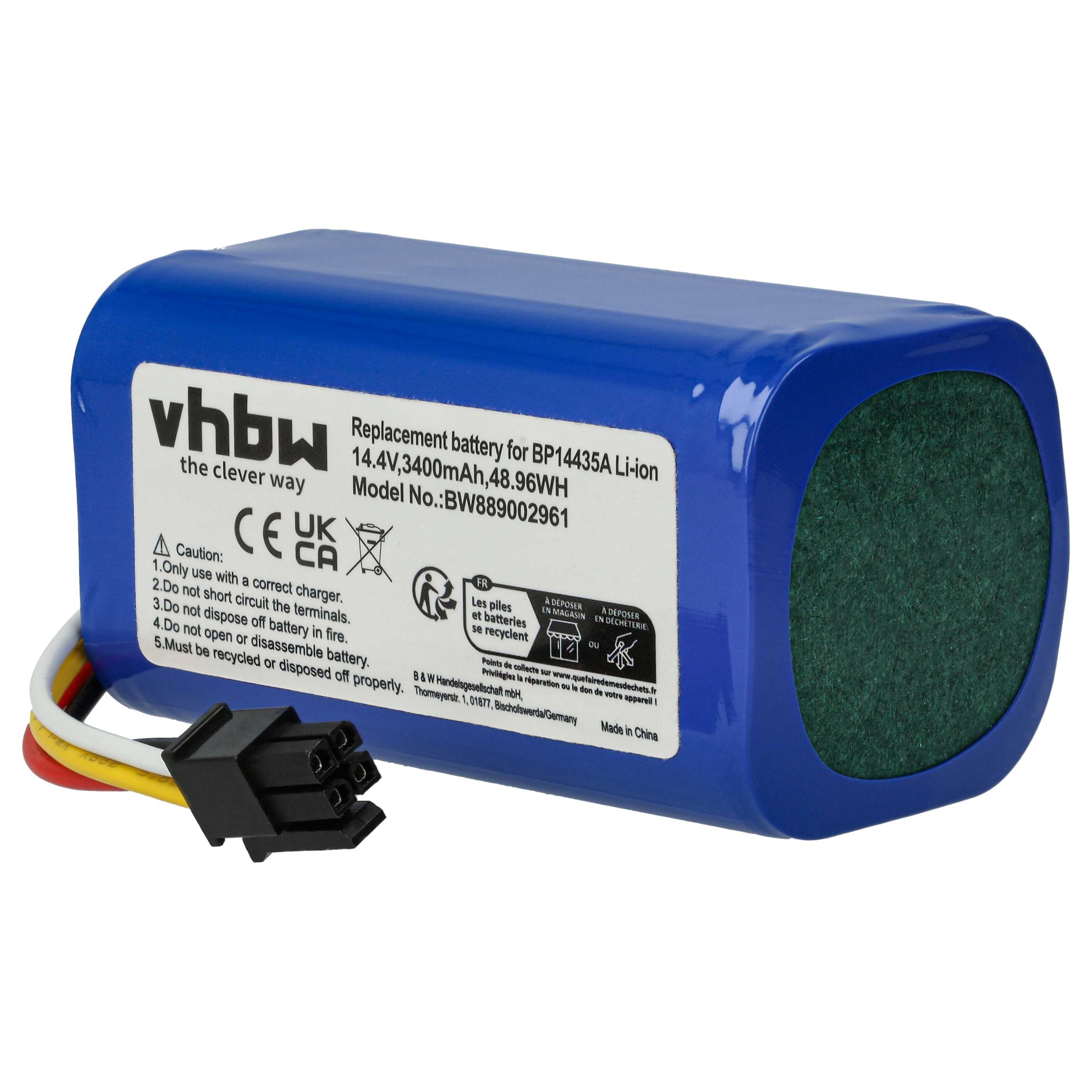 Batteria sostituisce Eureka/Midea BP14435A per robot aspiratore Eureka - 3400mAh 14,4V Li-Ion