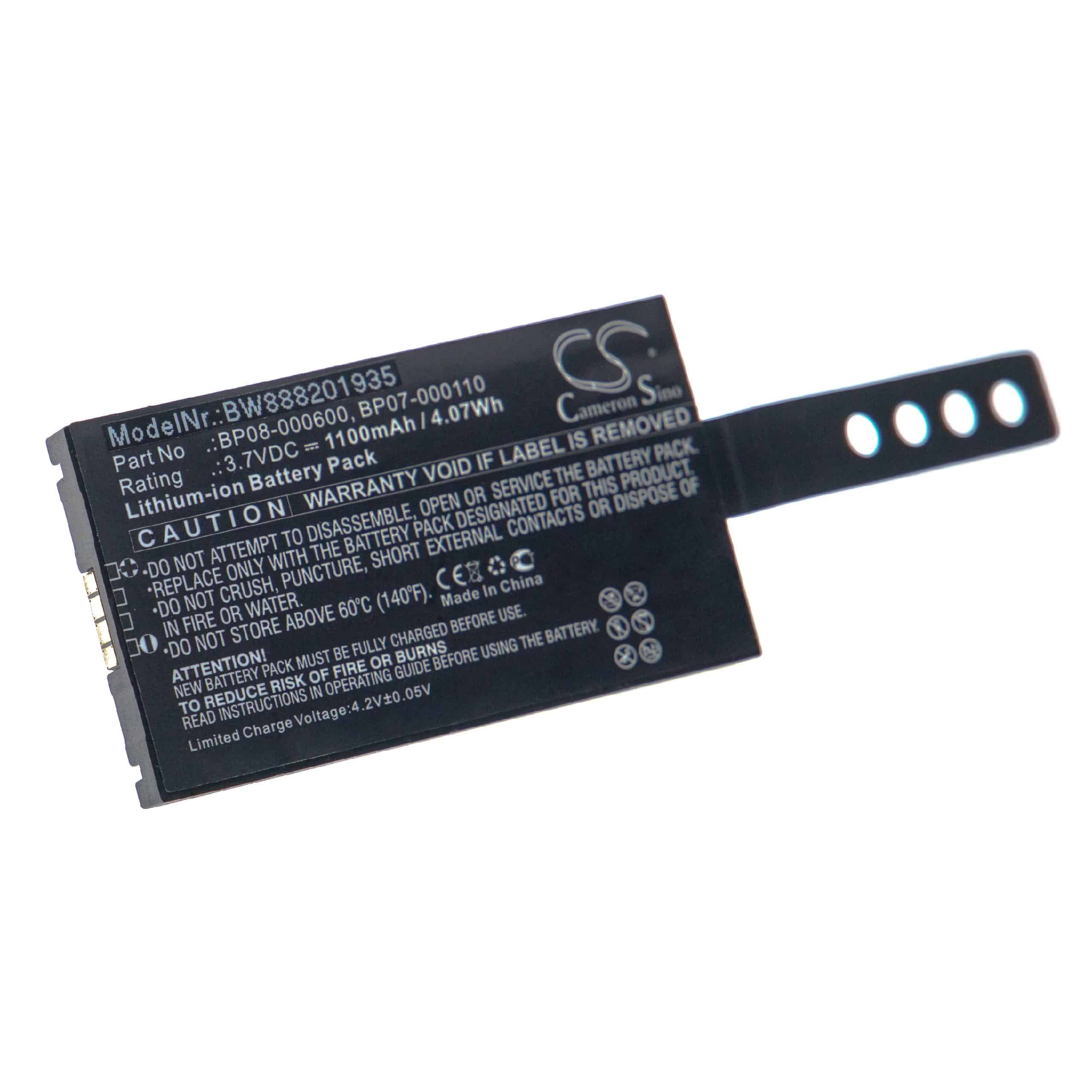 Batterie remplace Datalogic 11300794, 3H21-00000370 pour scanner de code-barre - 1100mAh 3,7V Li-ion