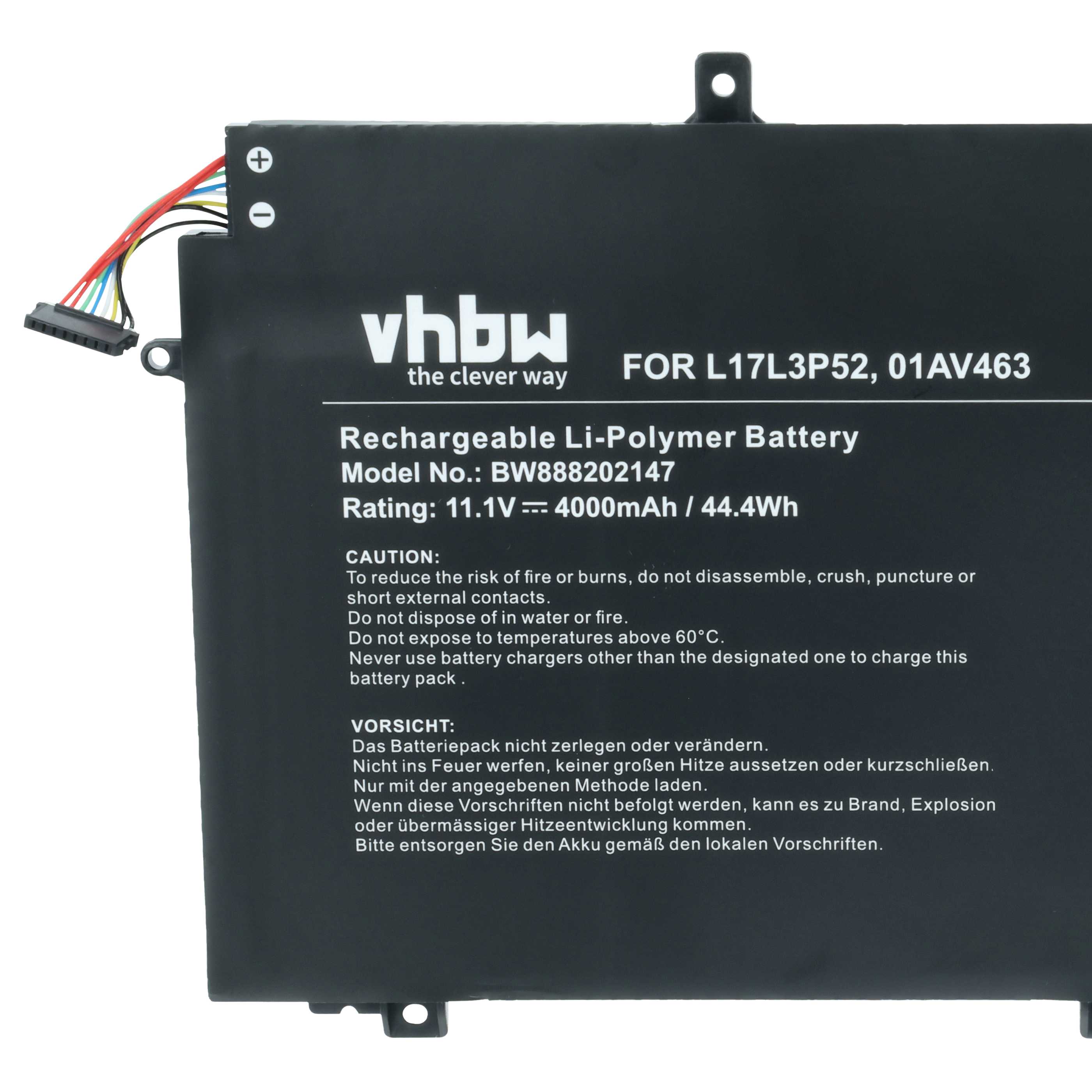 Akumulator do laptopa zamiennik Lenovo 01AV463, 5B10W13894, L17L3P52 - 4000 mAh 11,1 V LiPo, czarny