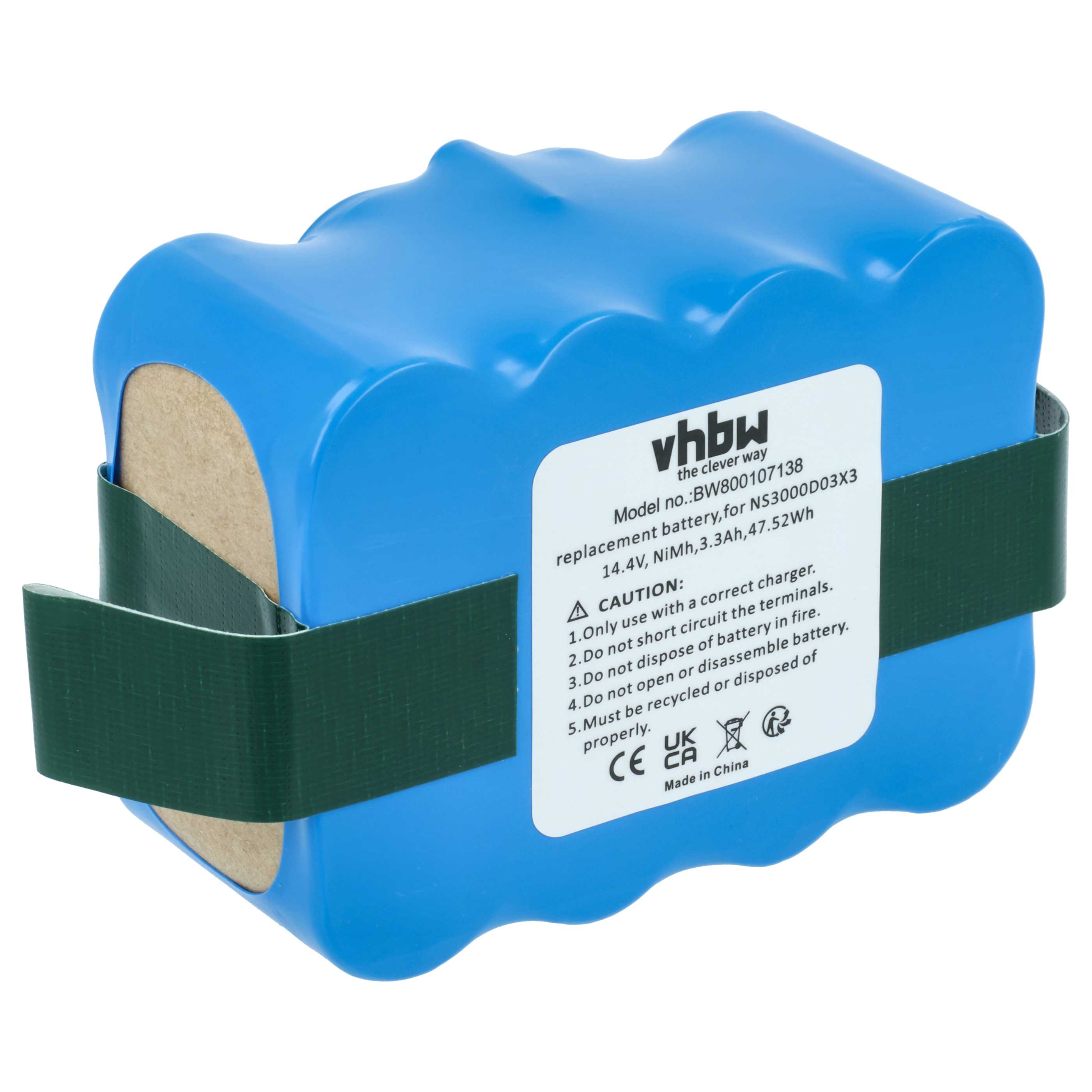 Batteria sostituisce YX-NI-MH-017144-COR, NS3000D03X3, YX-Ni-MH-022144 per aspirapolvere - 3300mAh 14,4V NiMH