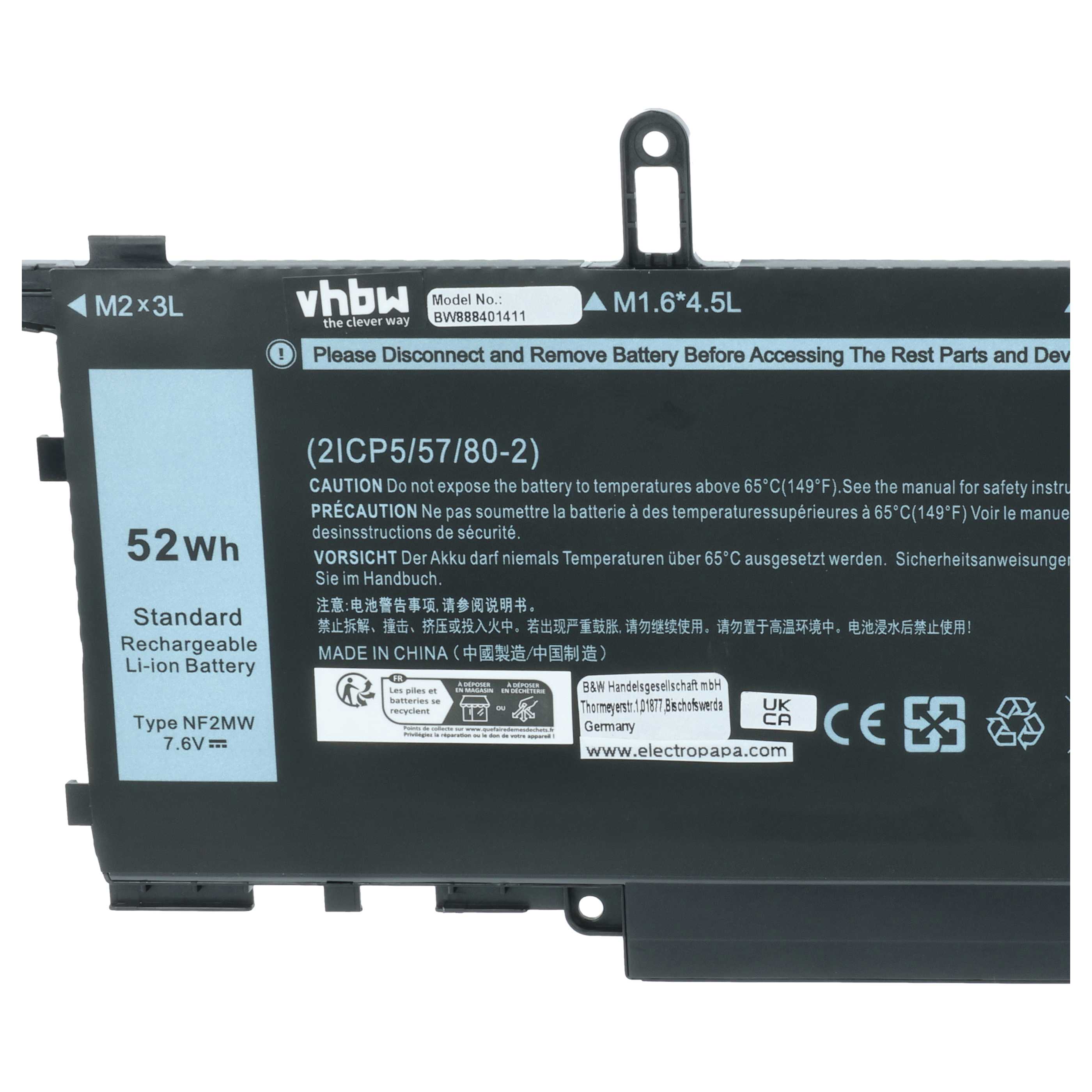 Akumulator do laptopa zamiennik Dell NF2MW - 6750 mAh 7,6 V LiPo