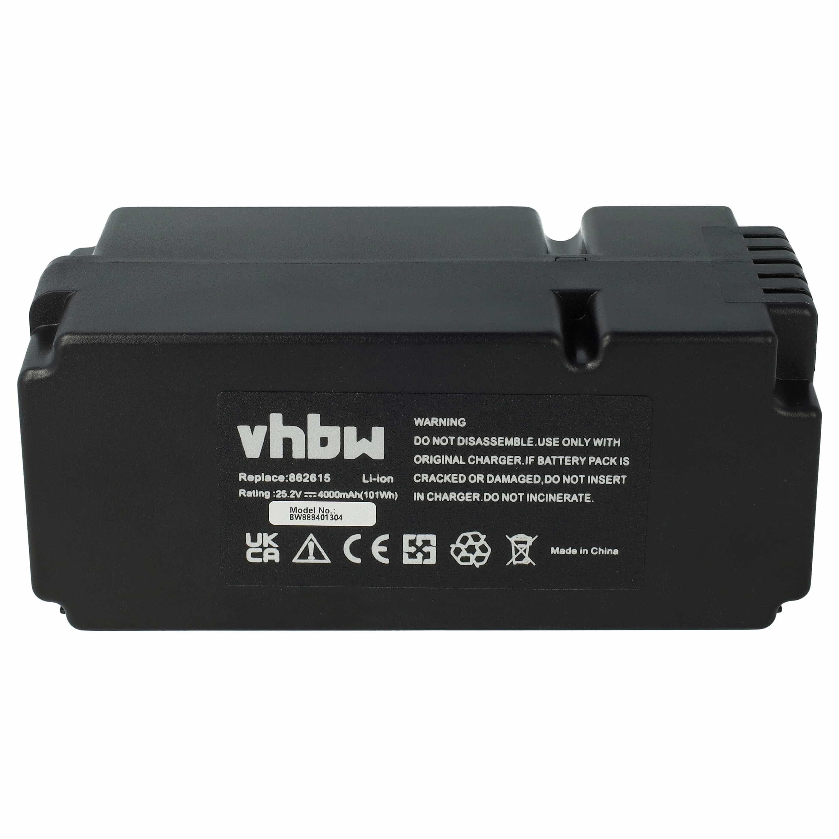 Lawnmower Battery Replacement for Yard Force 862601, 862615, 0862622, 0862622001 - 4000mAh 25.2V Li-Ion, black