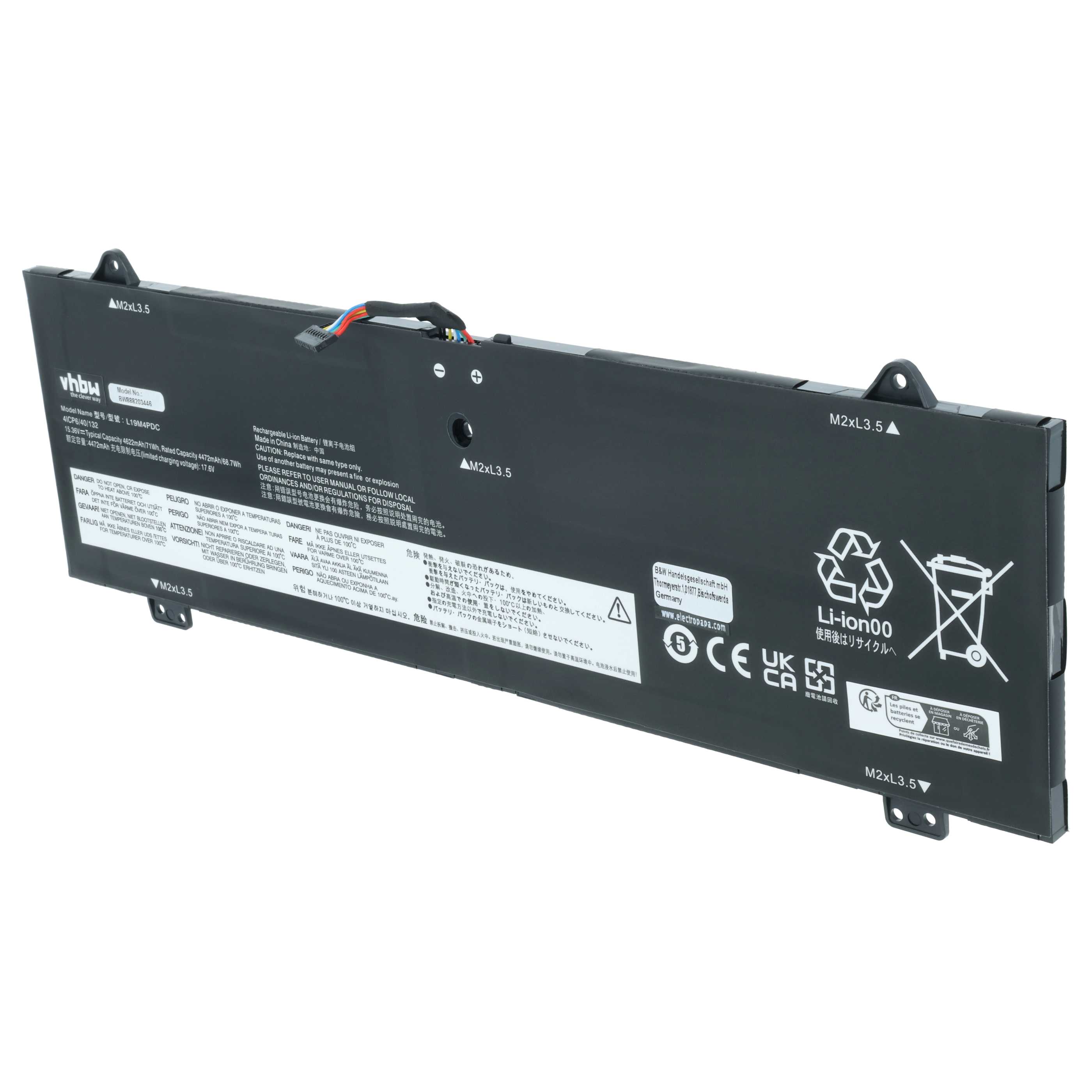 Batteria sostituisce Lenovo L19L4PDC, L19C4PDC, L19M4PDC per notebook - 4600mAh 15,36V Li-Poly